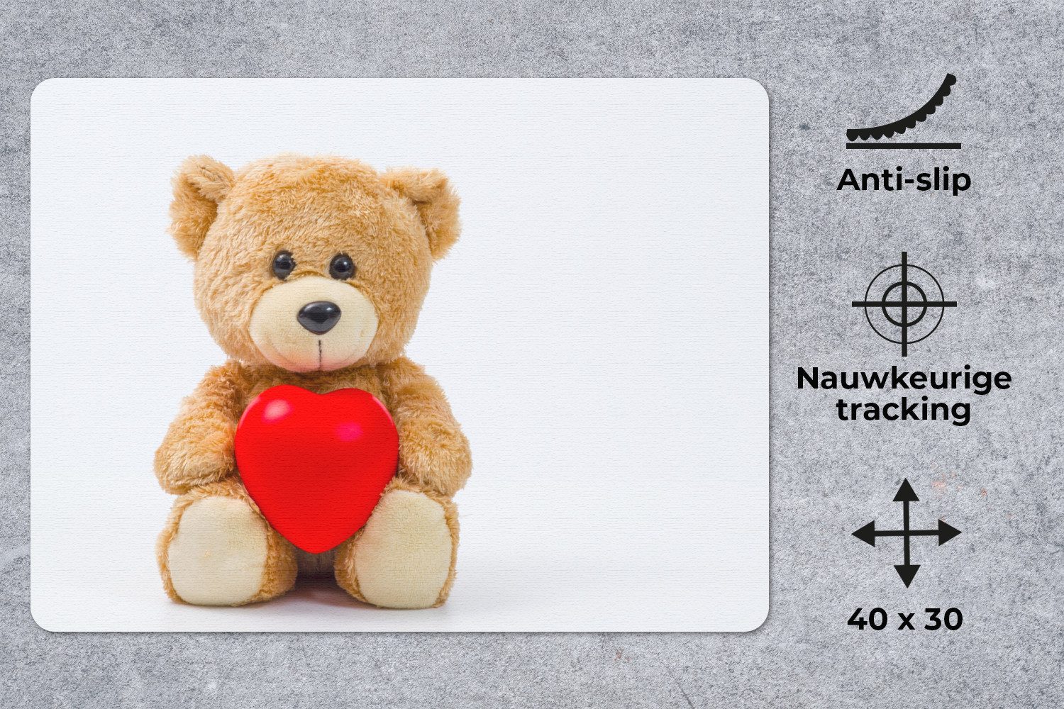 MuchoWow Mauspad Ein Teddybär zum Valentinstag (1-St), Büro für Tastatur und Maus, Mousepad Gaming, 40x30 cm