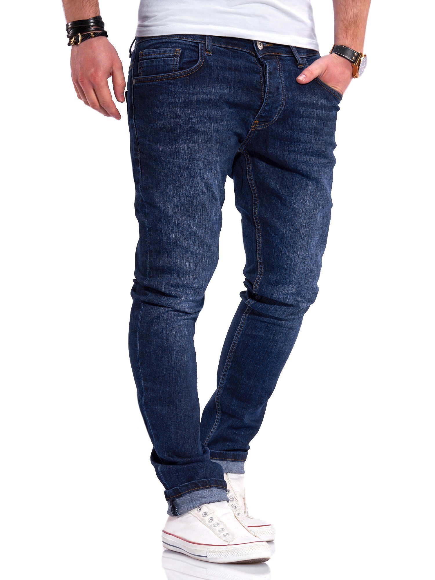Rello & Reese Slim-fit-Jeans mit schmalem Bein dunkelblau