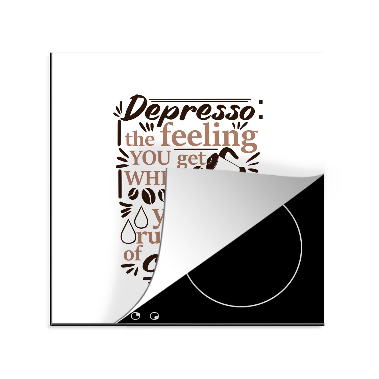 MuchoWow Herdblende-/Abdeckplatte Kaffee - Sprichwörter - Kaffeekanne, Vinyl, (1 tlg), 78x78 cm, Ceranfeldabdeckung, Arbeitsplatte für küche | Herdabdeckplatten