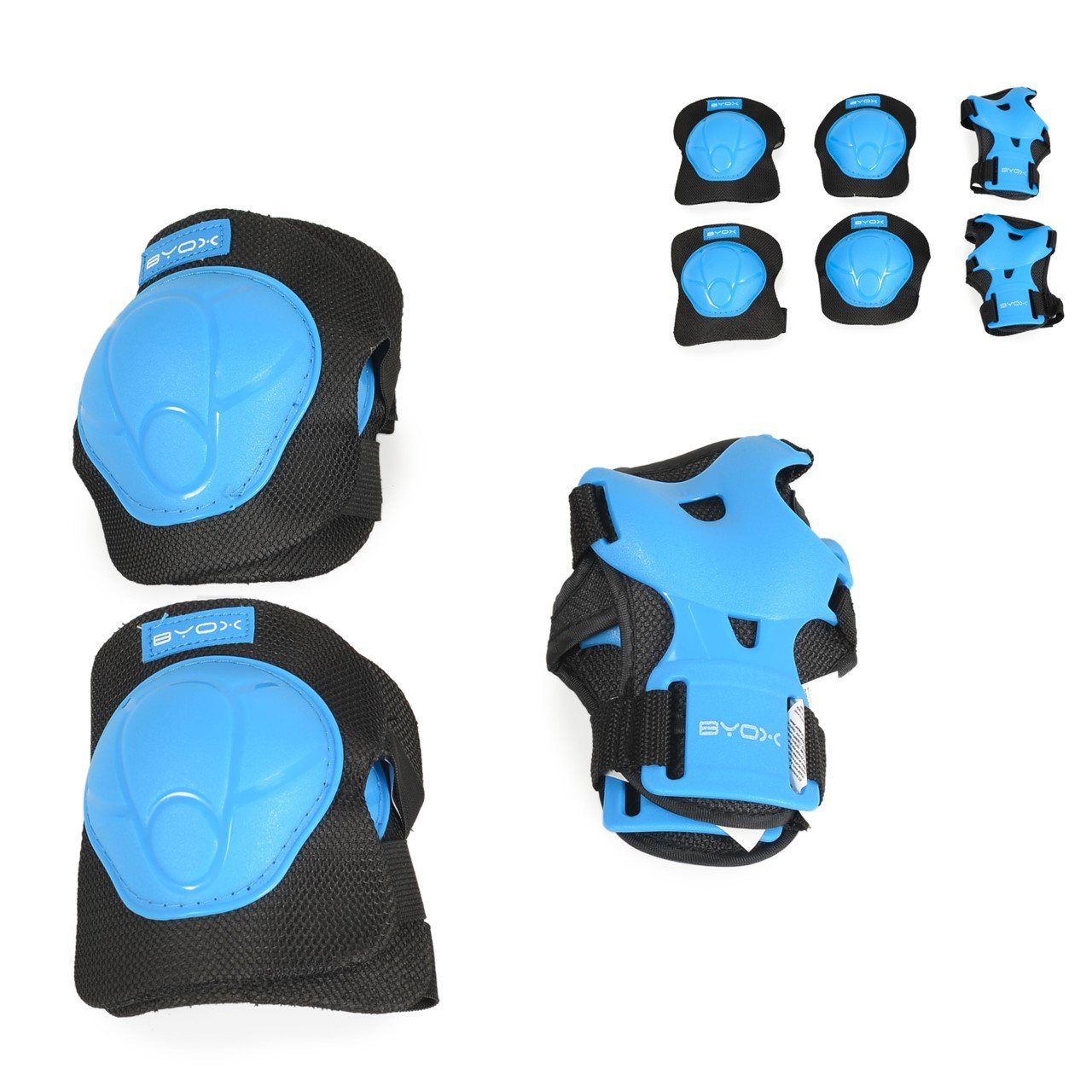Byox Protektoren-Set Schutzausrüstung H110, Protektoren Ellenbogen- Handgelenk- und Knieschützer blau