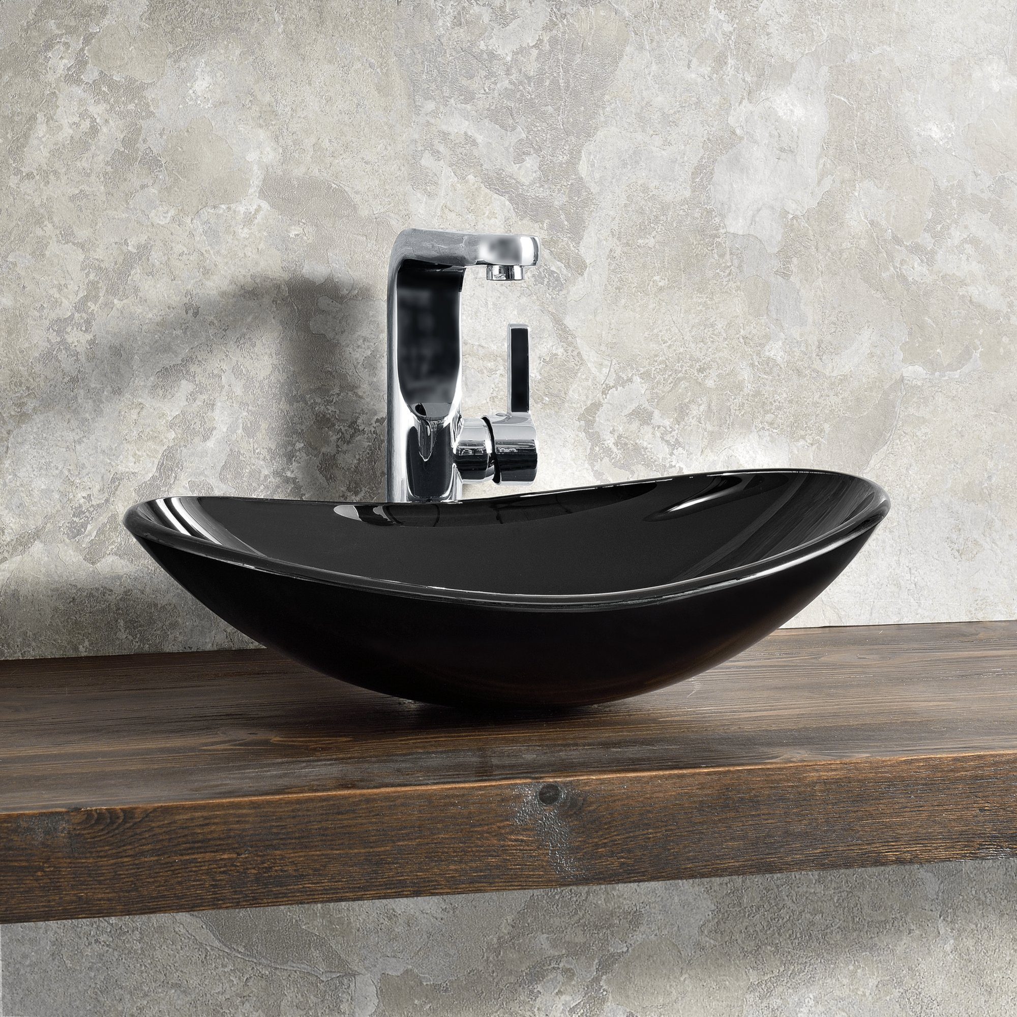 neu.haus Waschbecken, aus gehärtetem Glas - schwarz - 47x30,5x13cm online  kaufen | OTTO