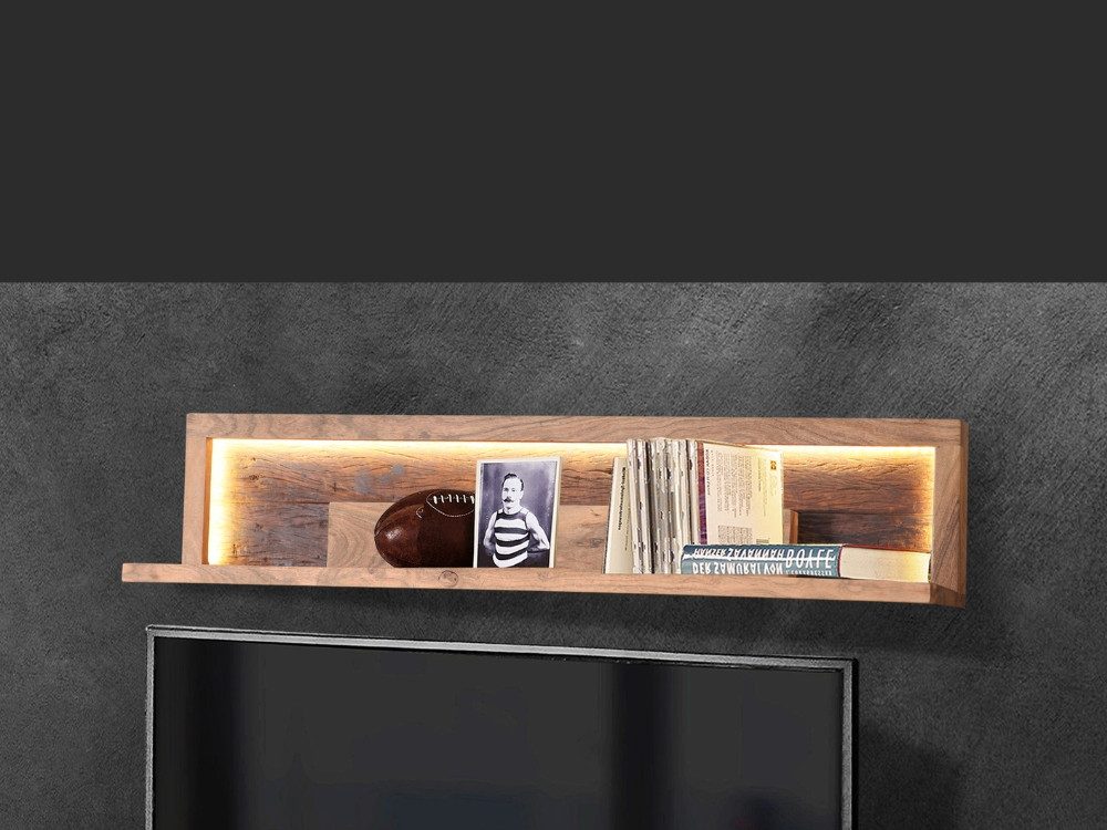 WOLF MÖBEL Ablageregal HUDSON Wandregal 118x25 mit Licht, 118x20x25, HUDSON Wandregal 118x25 mit Licht