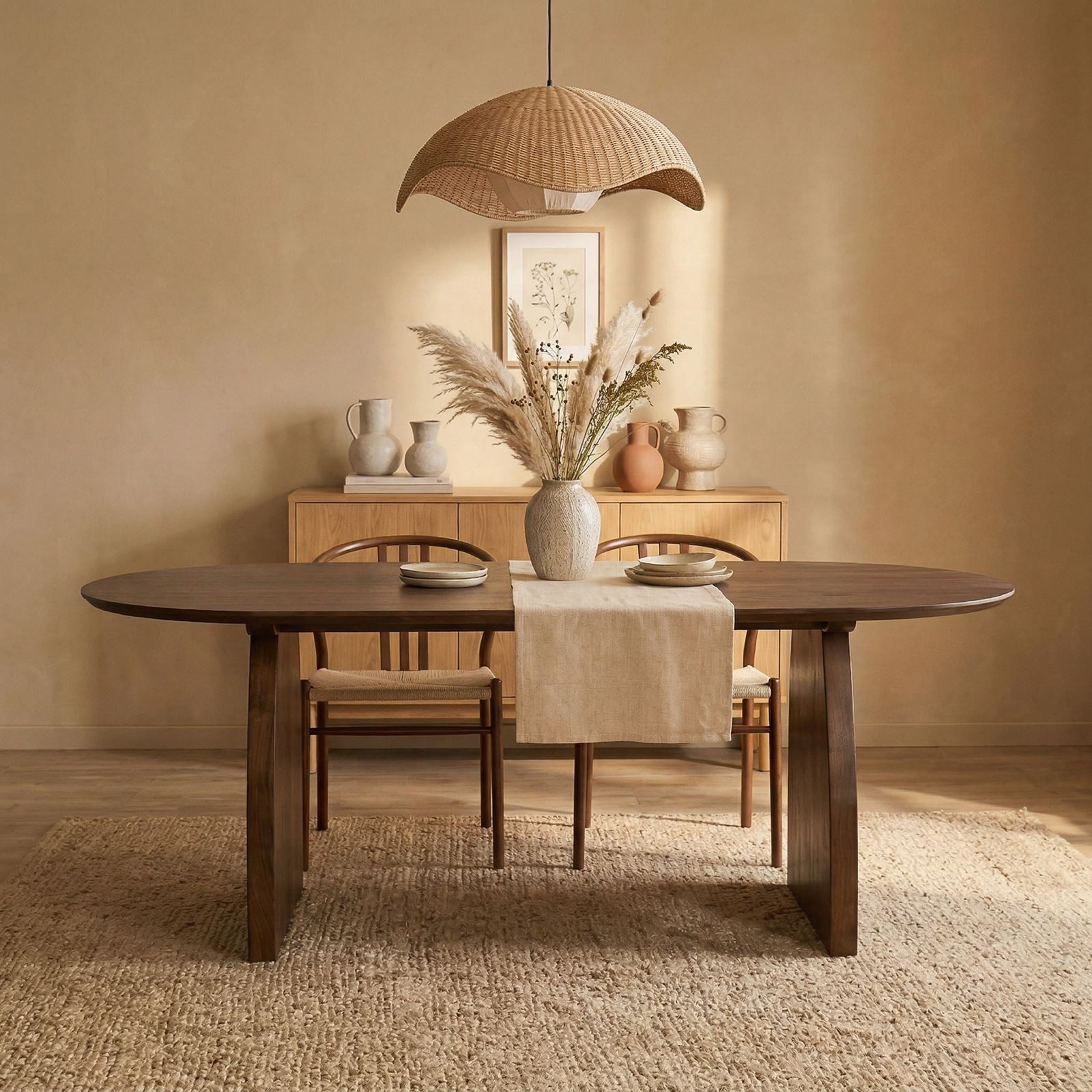 IDIMEX Esstisch AKOLA, Esszimmertisch oval 200 cm aus Mangoholz mit abgeschrägter Kante Braun