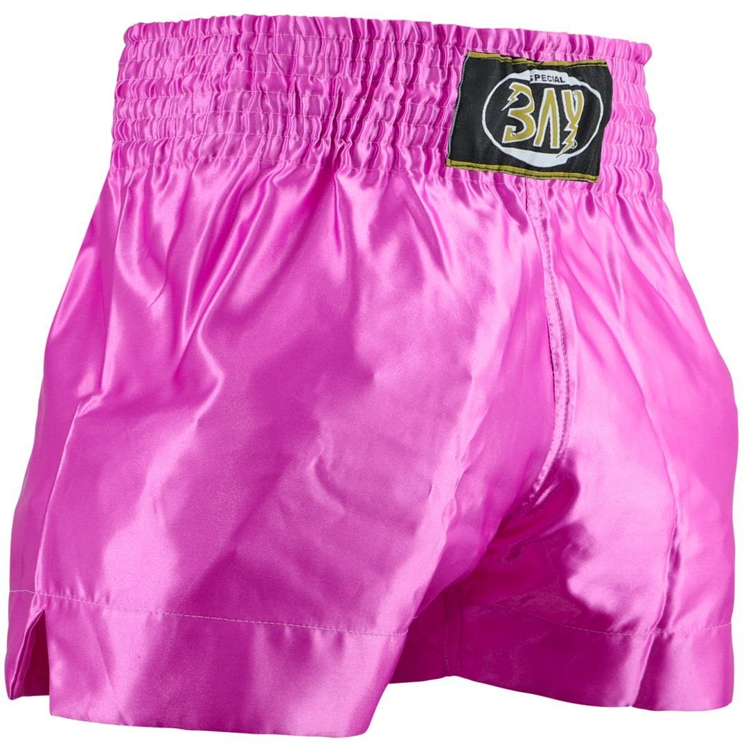 BAY-Sports Sporthose Muay Thai Kick Hose Shorts Thaiboxhose Thaiboxen MMA kurz Kickboxen (kurze Hose, traditionell uni pink rosa) kurze Hose, traditionell komplett pink uni rosa | Turnhosen