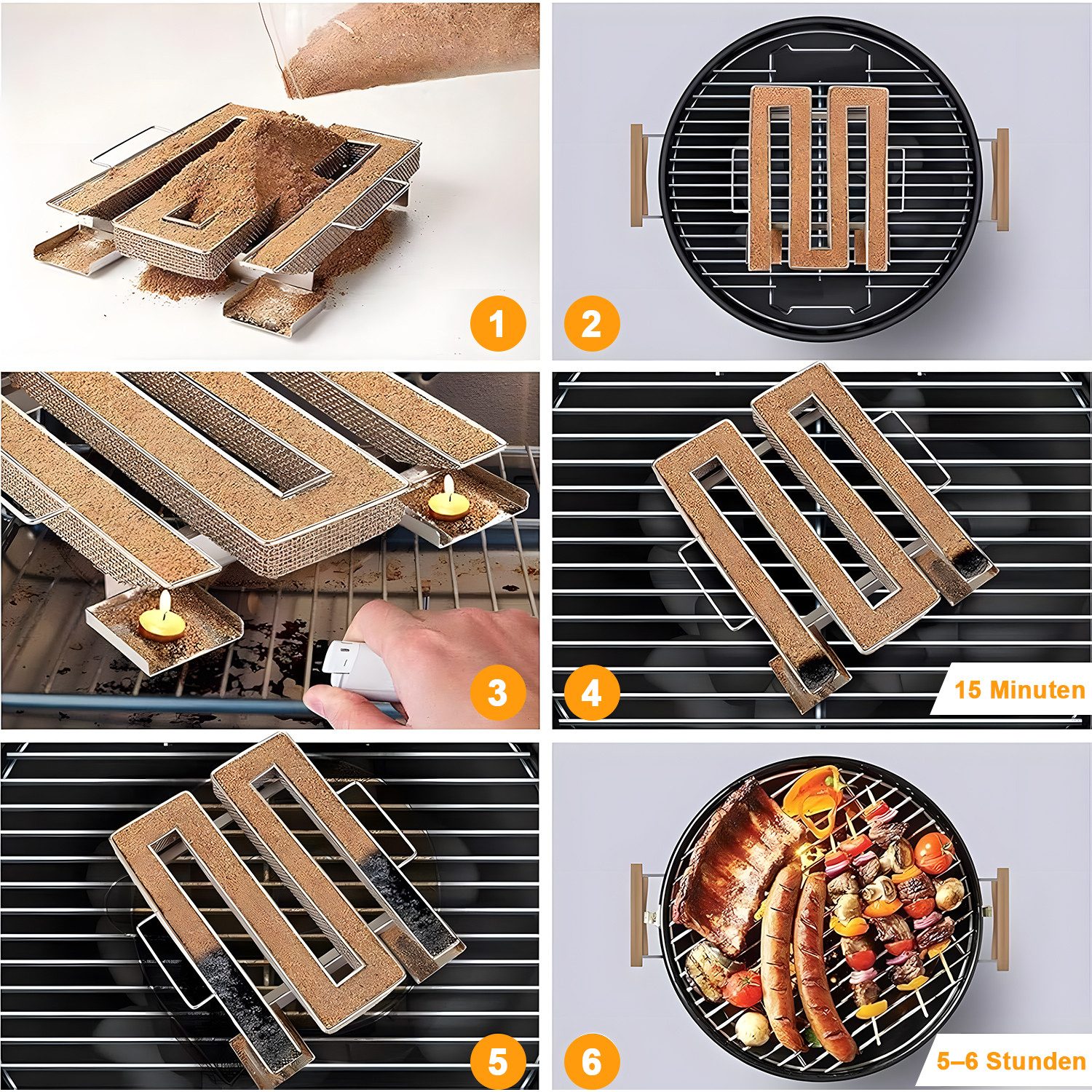 SURFOU Räucherbox Kaltrauchgenerator mit Henkel Edelstahl Räucherschnecke Räucherspirale (Rauchgenerator für Grills, BBQ, Food Smoker, Räucheröfe) Mit Griff Kal – Bild 4 von 5