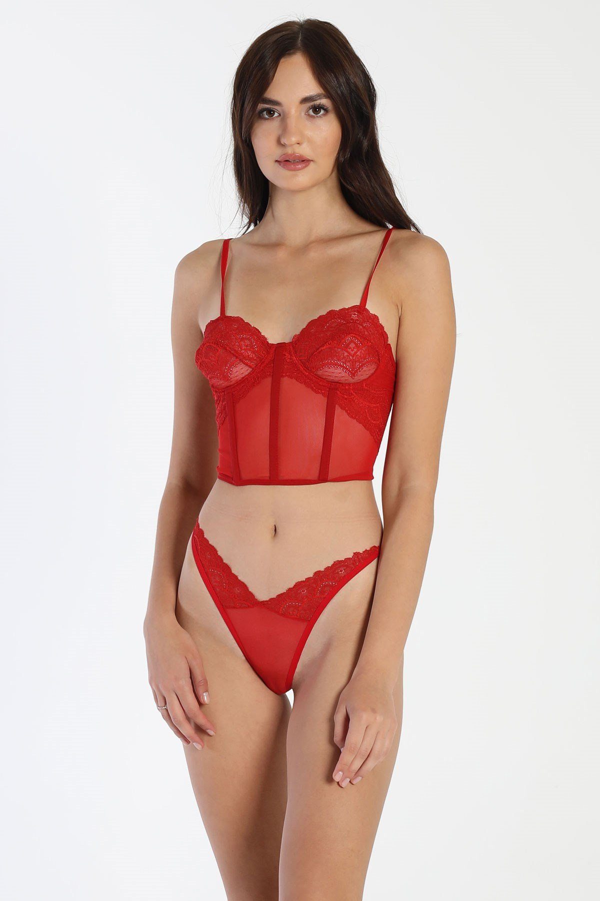 Bügel-BH Spitzen-Fantasy Crop Bustier Set