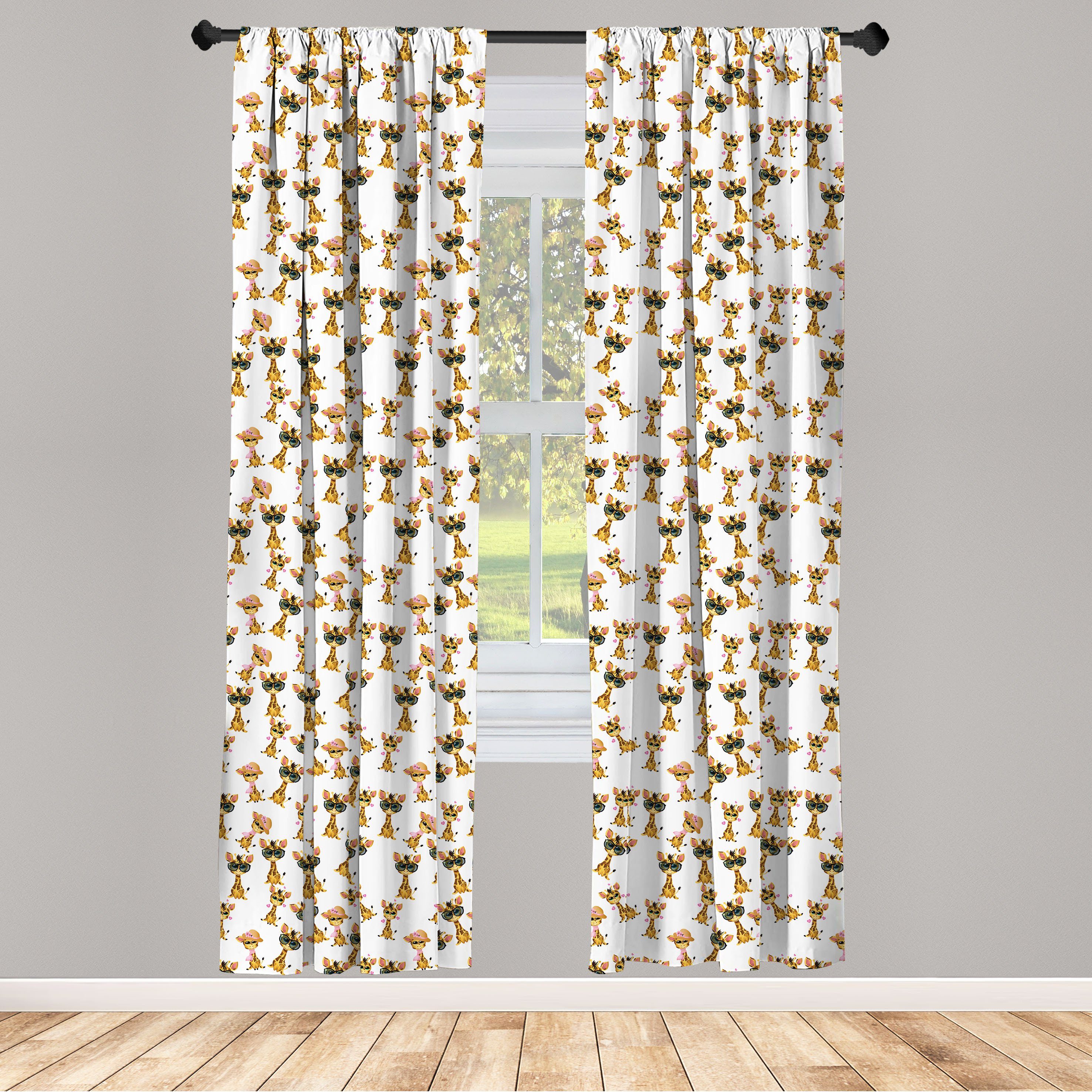 Gardine Vorhang für Wohnzimmer Schlafzimmer Dekor, Abakuhaus, Microfaser, Giraffe Romantische Charaktere