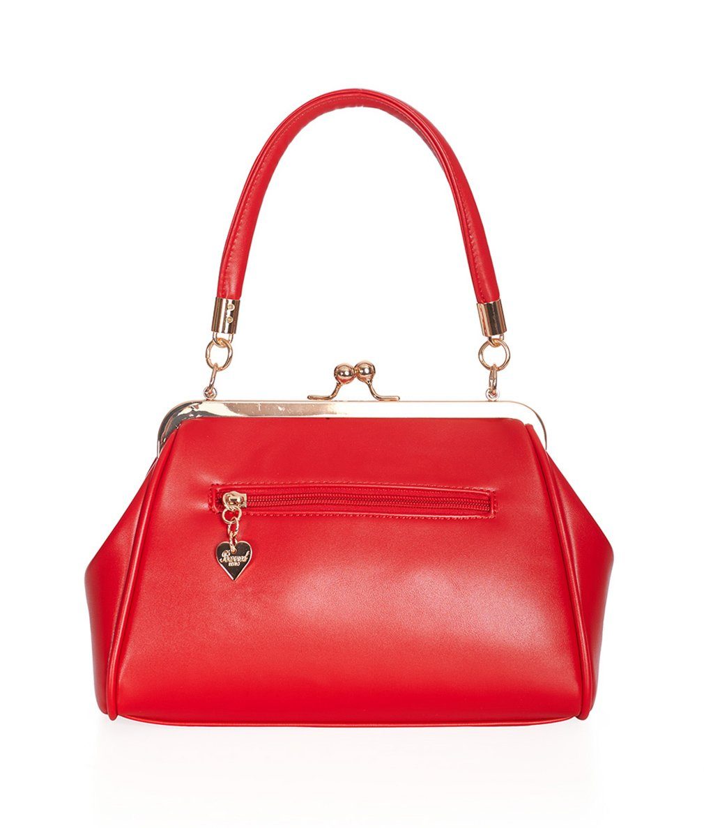 Banned Handtasche Daydream Rot, Vintage Retro Kunstleder Schleife Henkeltasche