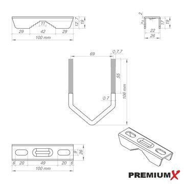 PremiumX BASIC X120-48F SAT Dachsparrenhalter 120cm Mast 48mm schwarz SAT-Halterung