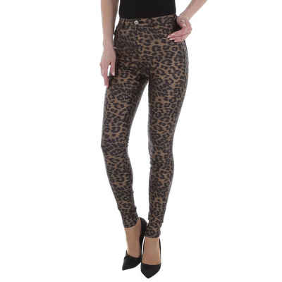 Ital-Design Röhrenhose Damen Freizeit Animal Print Stretch Skinny-Hose in Leo