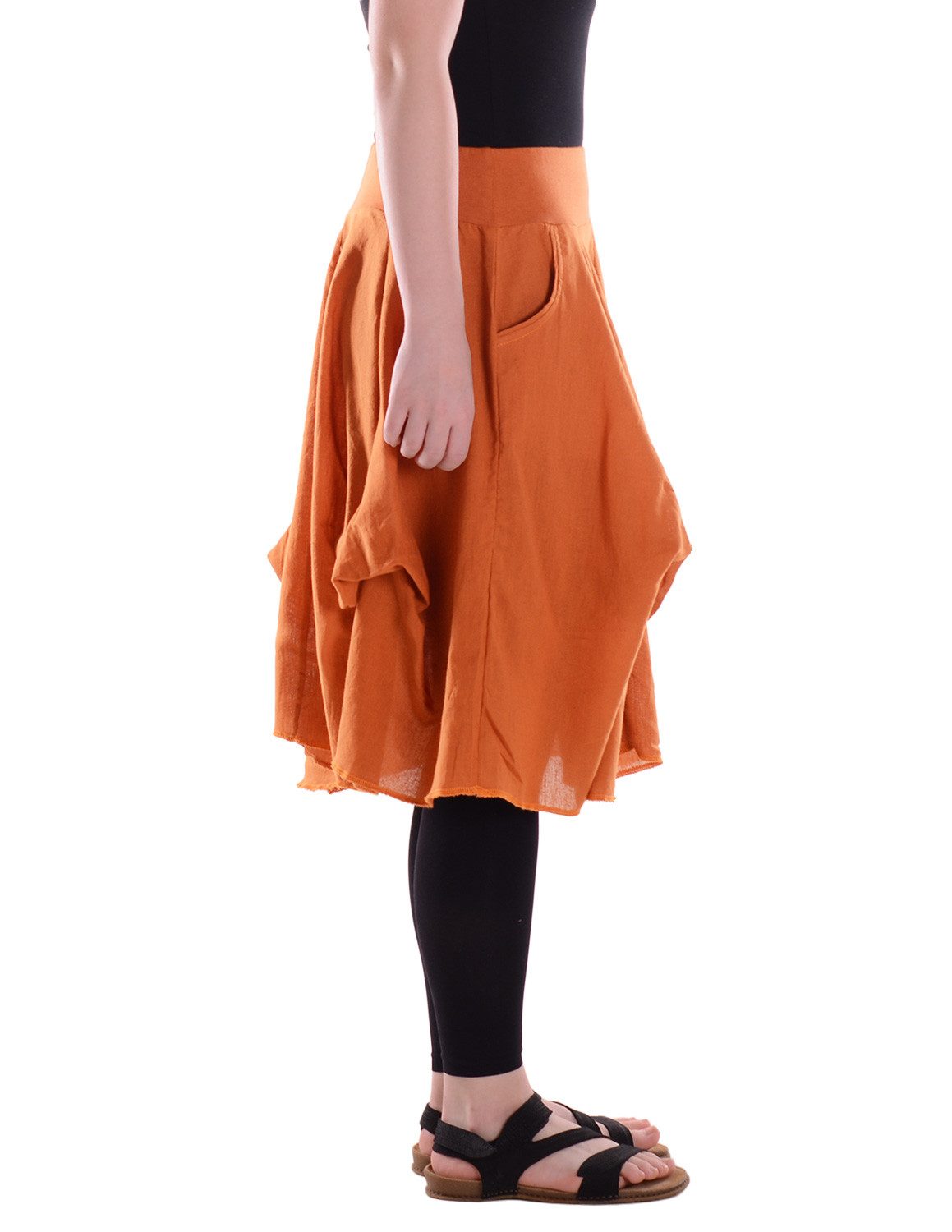Vishes Sommerrock Damen knielanger Rock Baumwolle Vintage, Retro extra breiter Bund Alternative Bekleidung, Ethno, Hippie, Retro Style