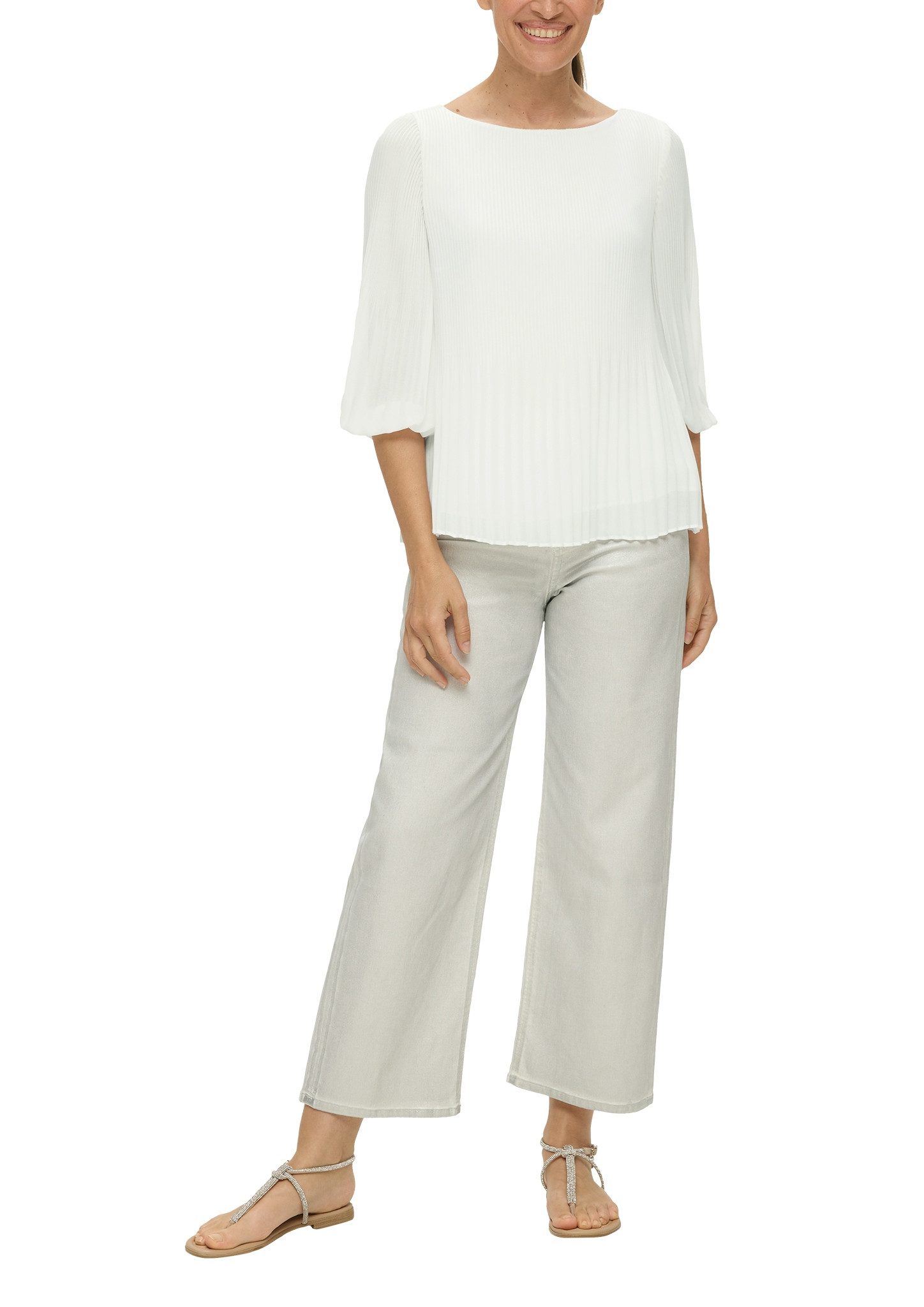 s.Oliver BLACK LABEL Klassische Bluse mit Plisseefalten