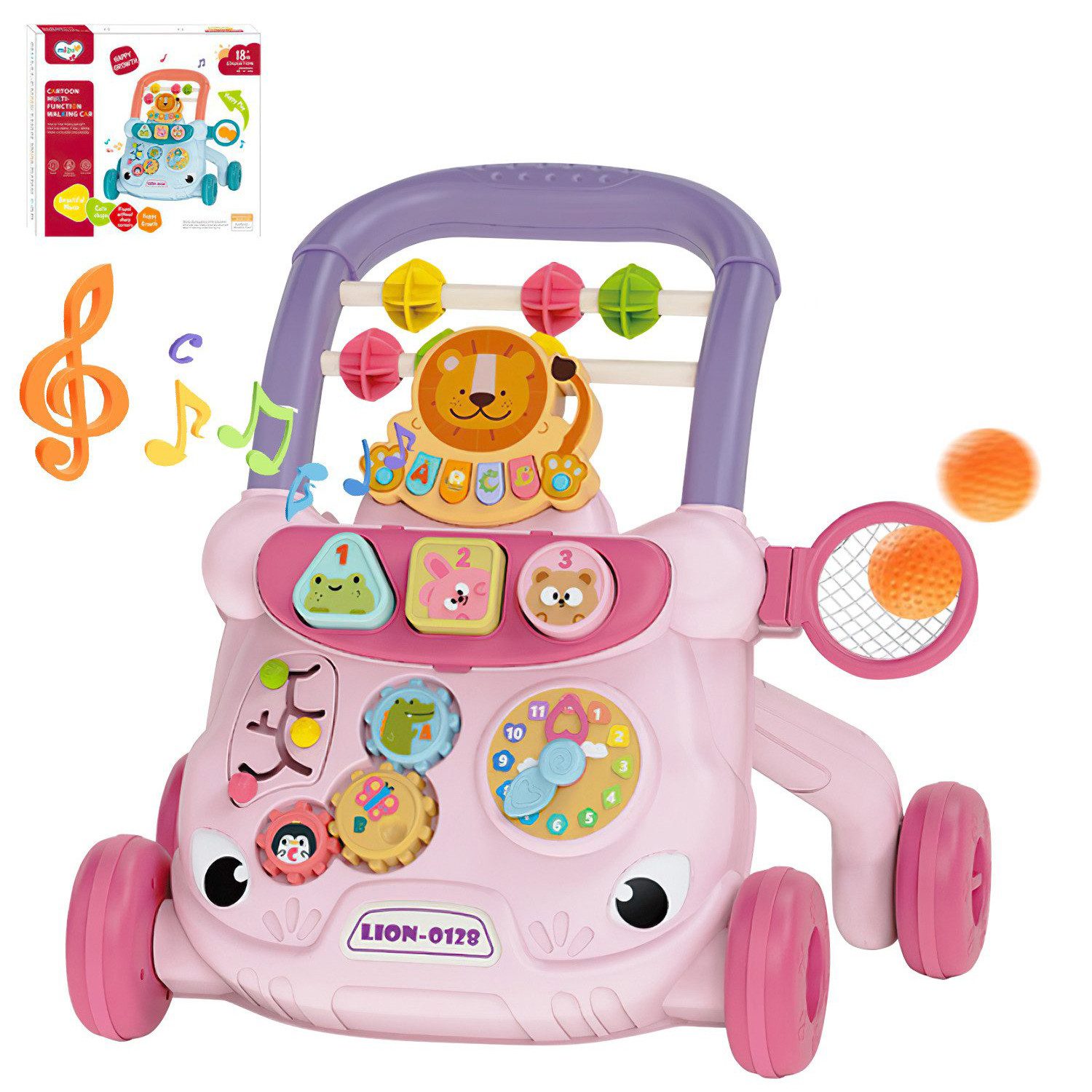 Lauflernhilfe Schiebe und Ziehwagen Spielzeug Multifunktionale Spieltafel für Kinder