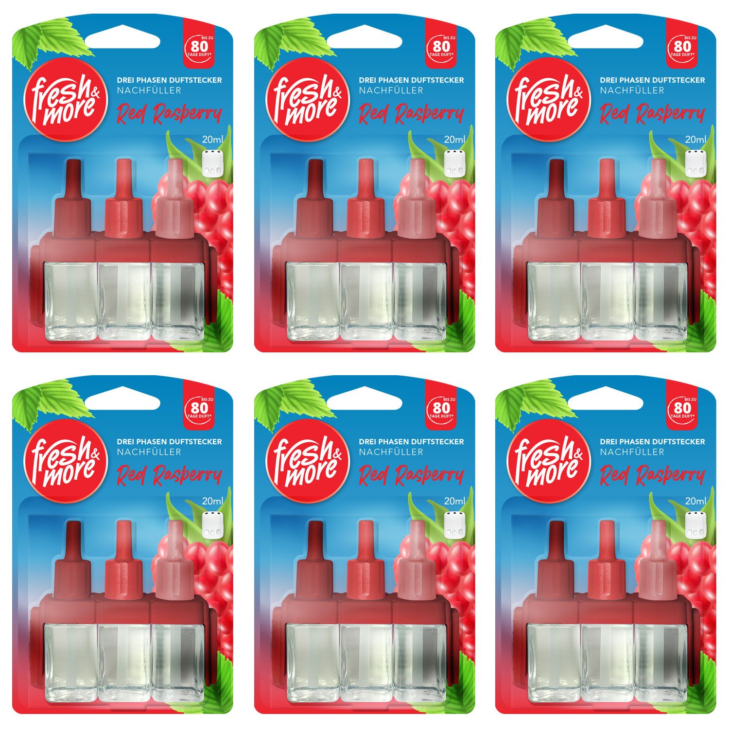 fresh & more Raumduft 3-Phasen (Nachfüllflakons, 6-St., Kompatibel Mit 3Volution Duftstecker)
