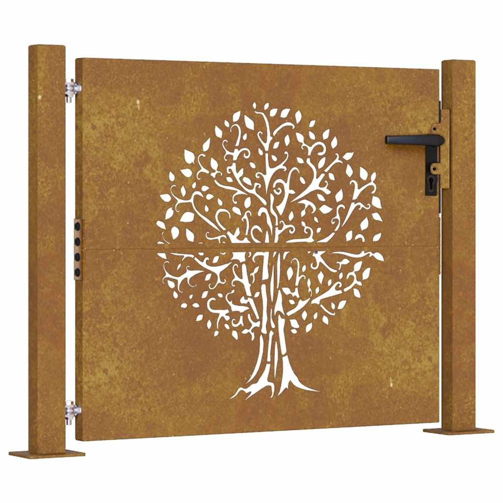 vidaXL Gartentor Gartentor 100x75 cm Cortenstahl Baumdesign