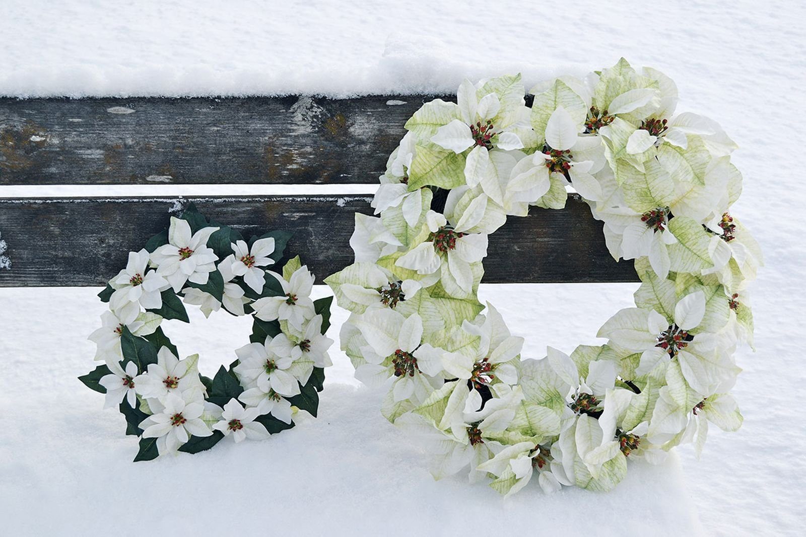 2 Kranz/Weihnach.stern cm Dekoartikel x x grün, Zuhause (BxHxL) Blume Kunstblume cm Kunstblume GILDE, cm Kunstpflanze weiß- VE Deko Deko für