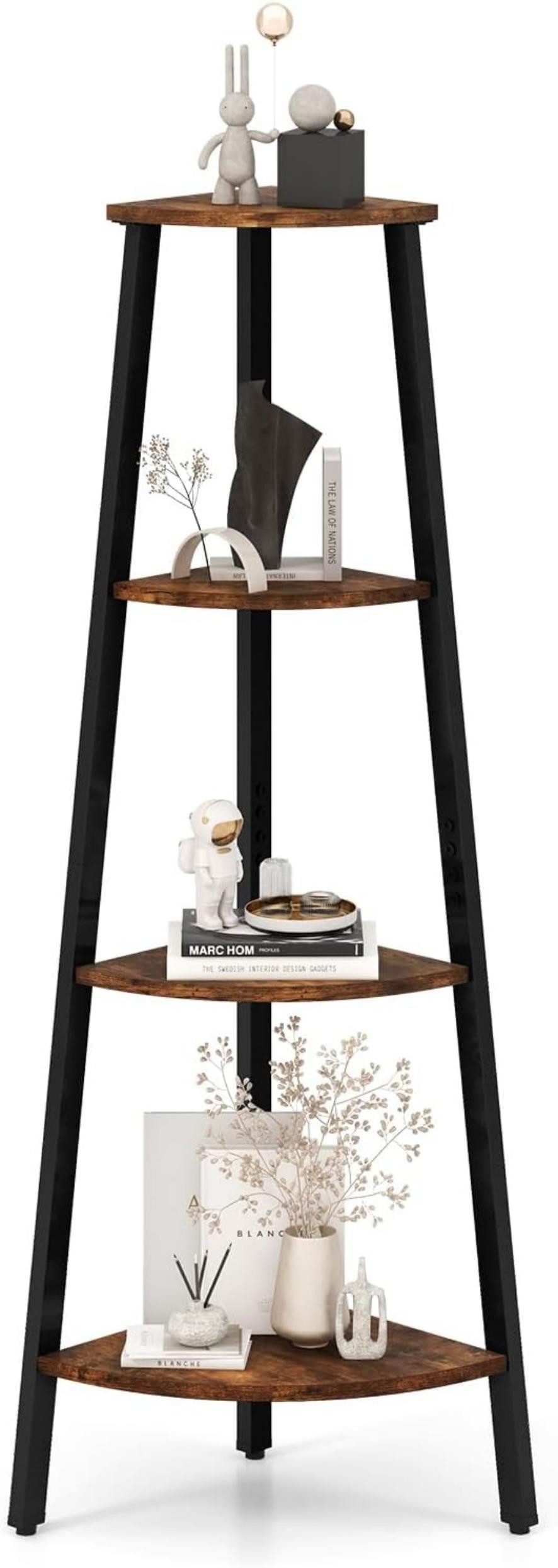 KOMFOTTEU Eckregal Industrielles Bücherregal, aus Metall Rahmen