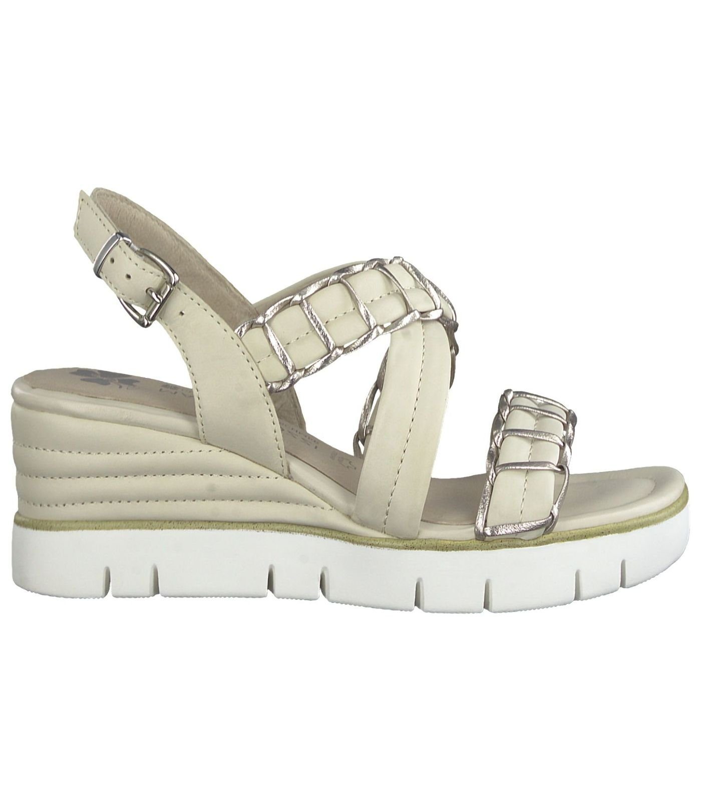 MARCO TOZZI Sandalen Leder/Synthetik Keilsandalette Cream