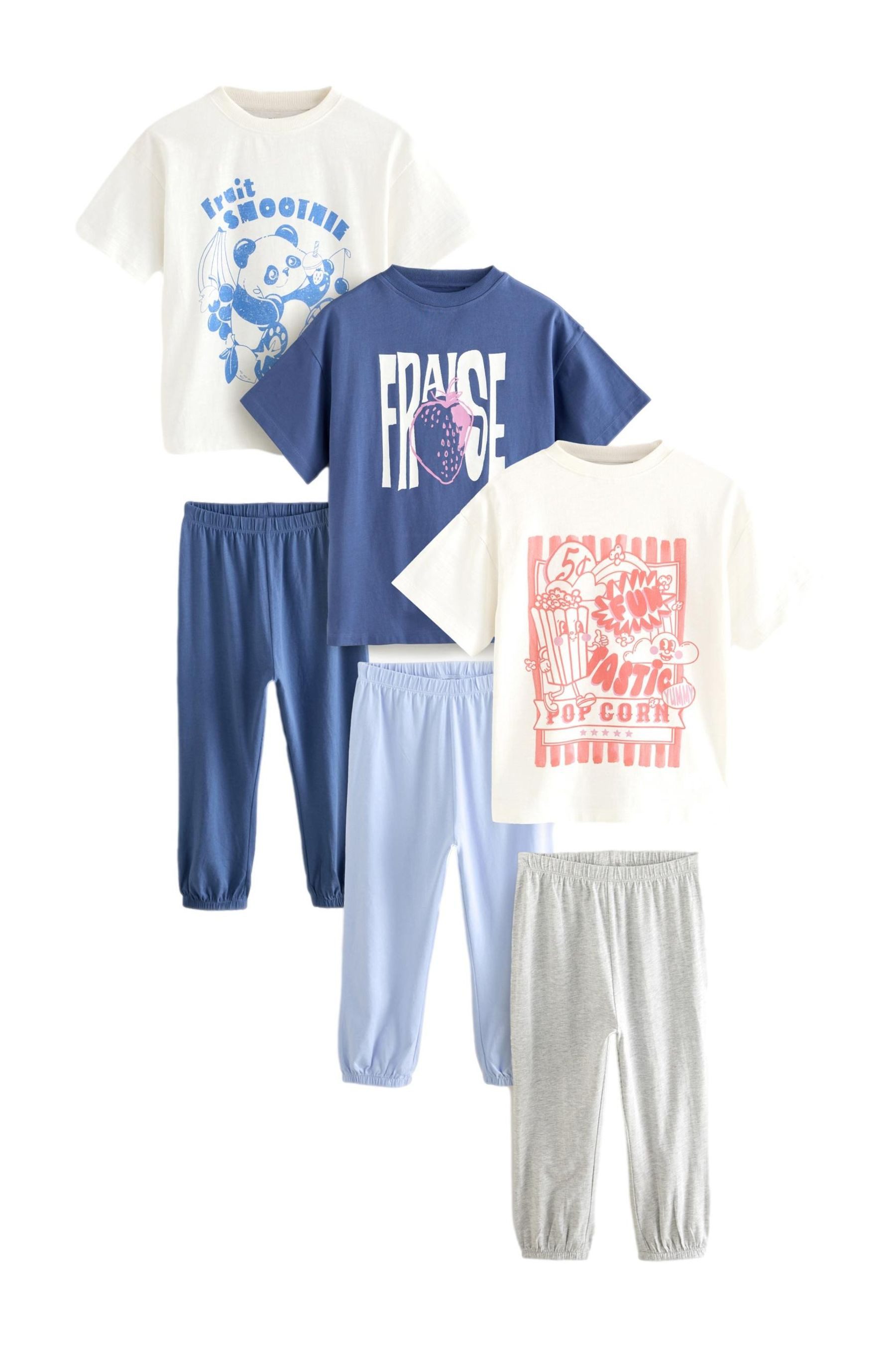 Pyjama Schlafanzug mit Jogginghose, 3er-Pack