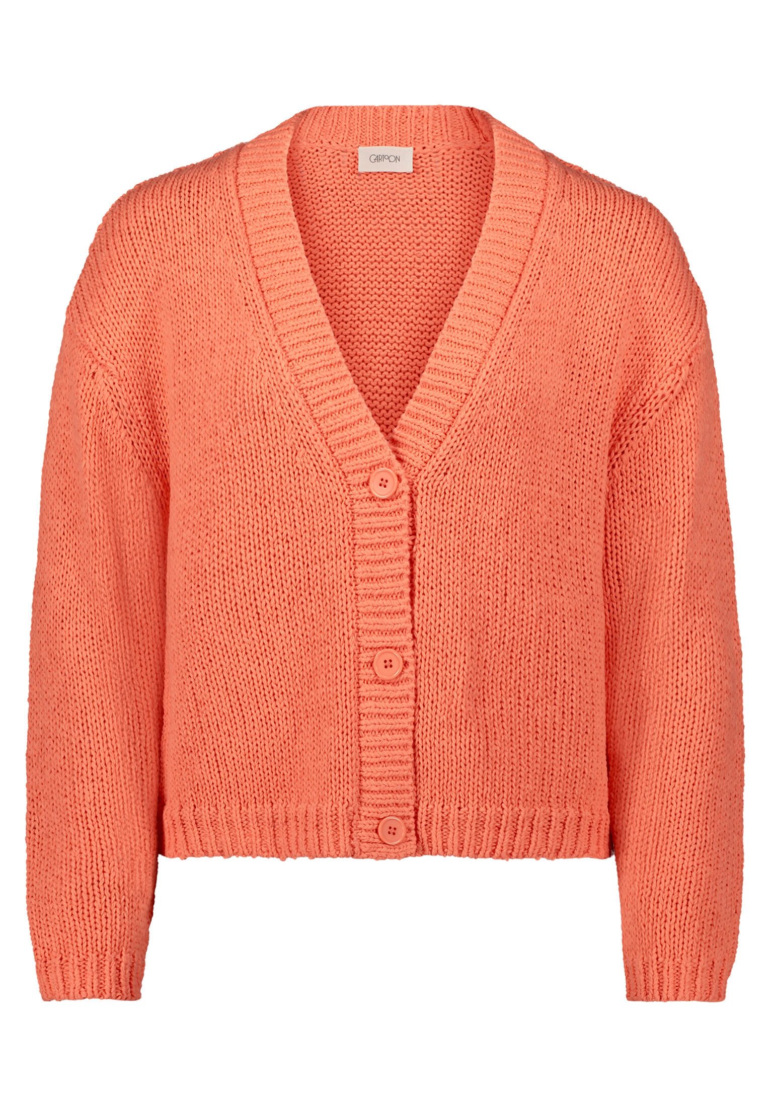 Cartoon Strickjacke Damen mit V-Ausschnitt (1-tlg) Rippbündchen