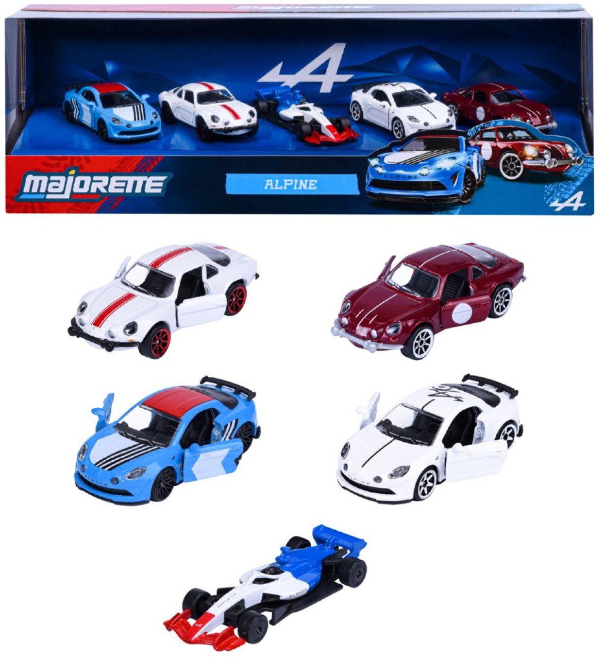 majORETTE Spielzeug-Auto Spielzeugauto Alpine 5er Pack Giftpack 7,5 cm 8502105008