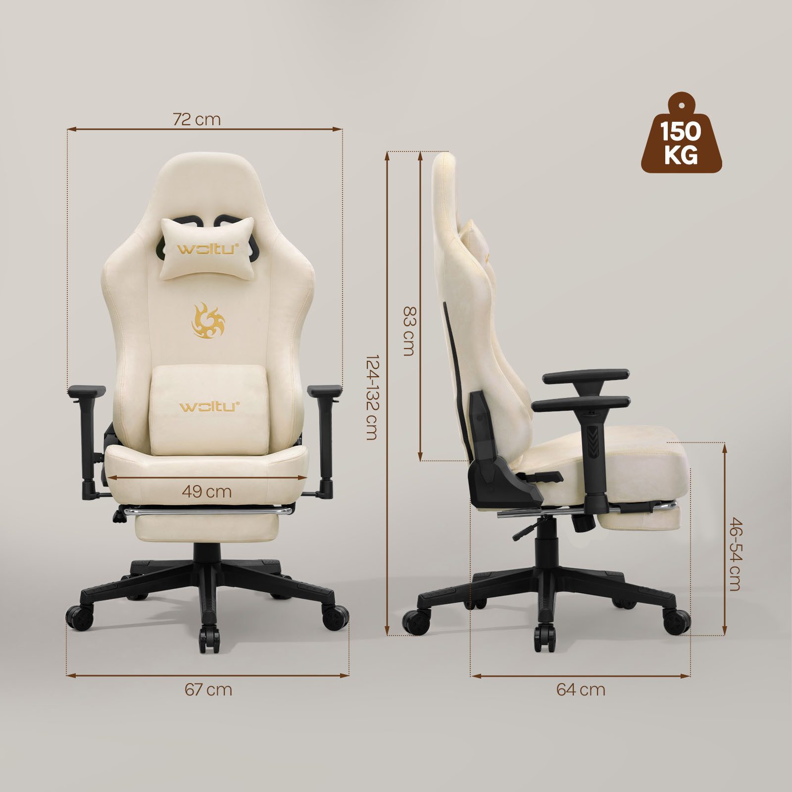 Woltu Gaming-Stuhl, Ergonomischer Bürostuhl PC Stuhl, Atmungsaktiver Wildlederimitat
