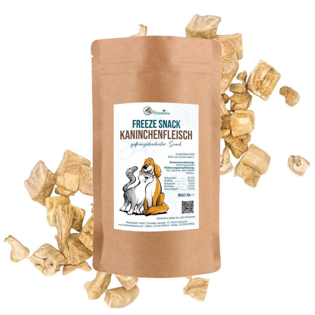 Pfotenliebe Gefriergetrocknetes Kaninchenfleisch, Snack für: Hunde, Katzen