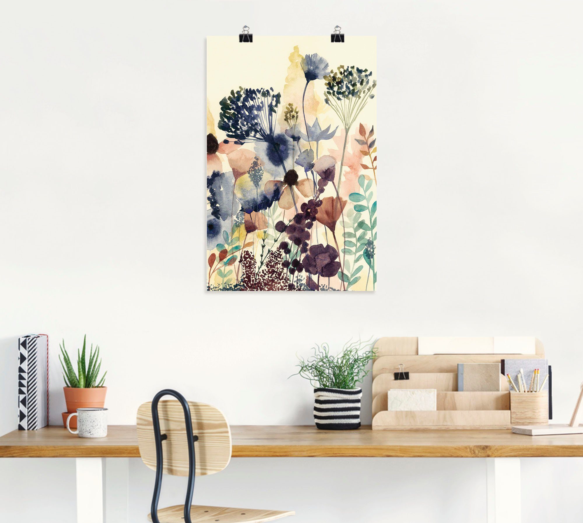 Artland Wandbild Sonnengetrocknete Leinwandbild, (1 Blumenwiese Wandaufkleber in als Alubild, Größen versch. Poster oder II, Blüten St)