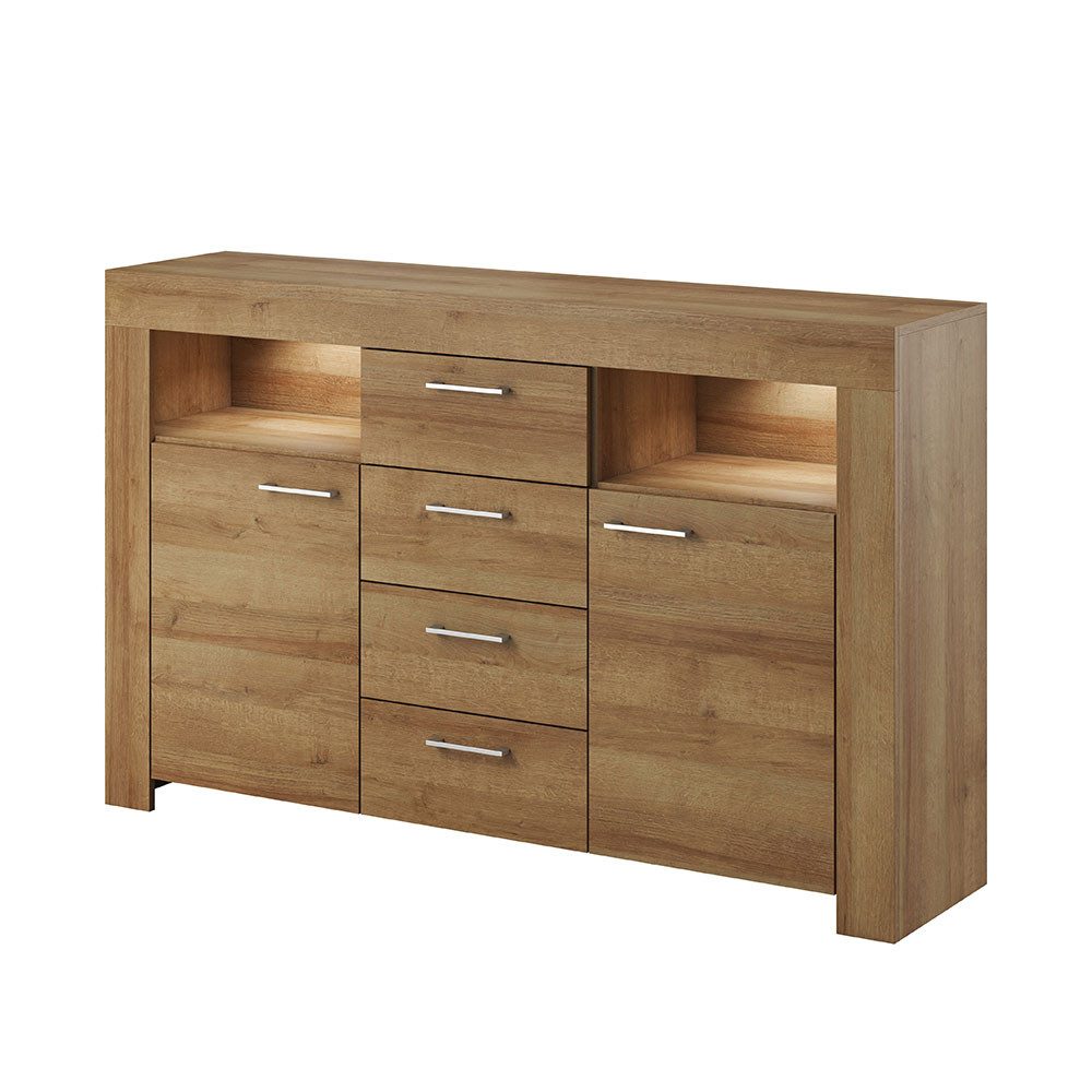 Feldmann-Wohnen Kommode Sky (Sky, 1 St., Kommode mit 4 Schubladen), Eiche Riviera 155cm 4 Schubladen