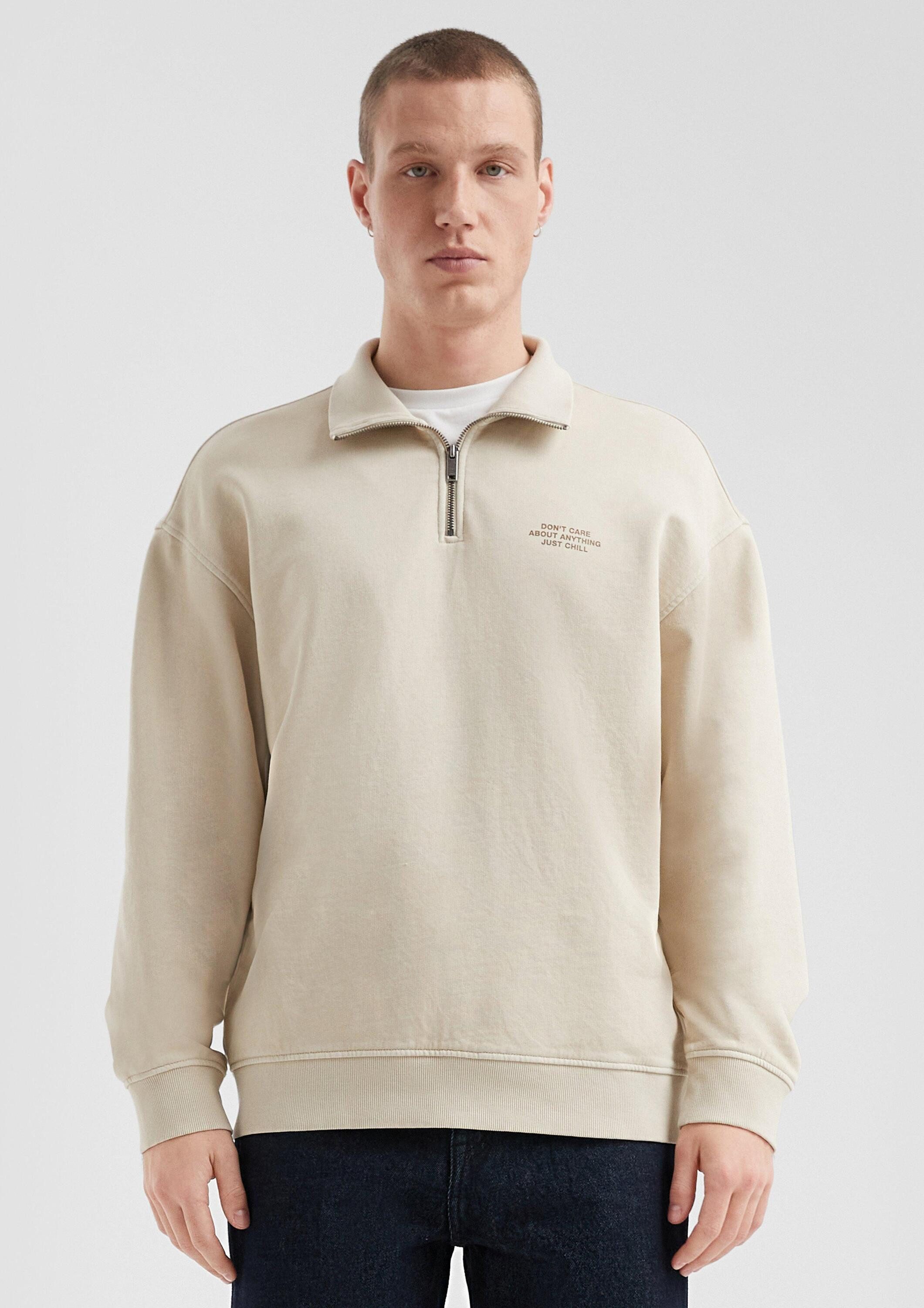 QS Sweatjacke Sweatshirt Gewaschener Sweat-Troyer mit Brustprint