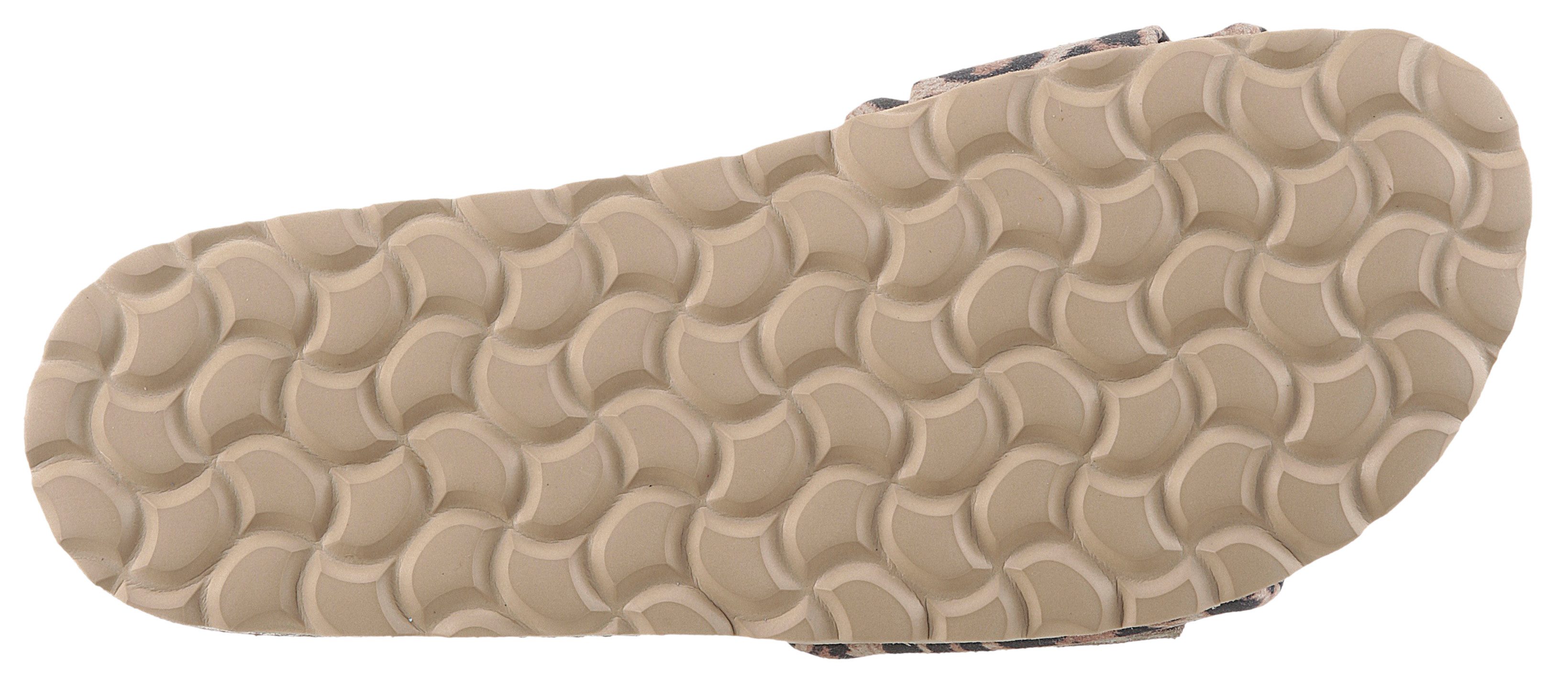 VERBENAS Reiko Leopardo Grande Pantolette Sommerschuh, Falt mit Schnallenelement