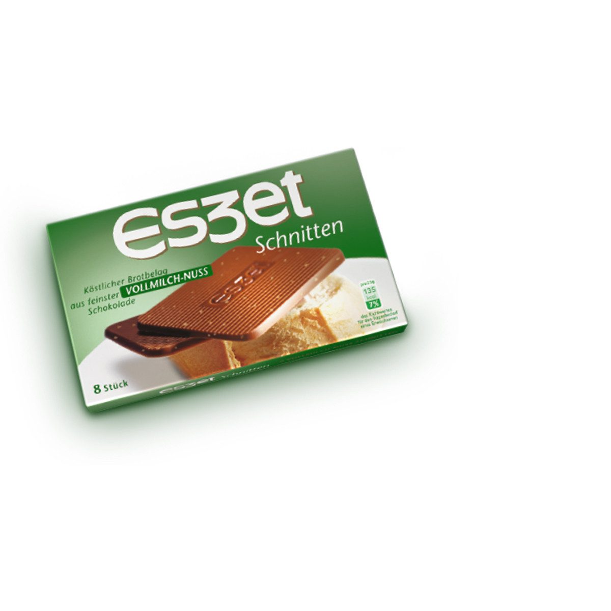 ESZET Schokolade, Eszet Schnitten 8 Vollmilch Schokoladentäfelchen Nuss 75g 20er Pack