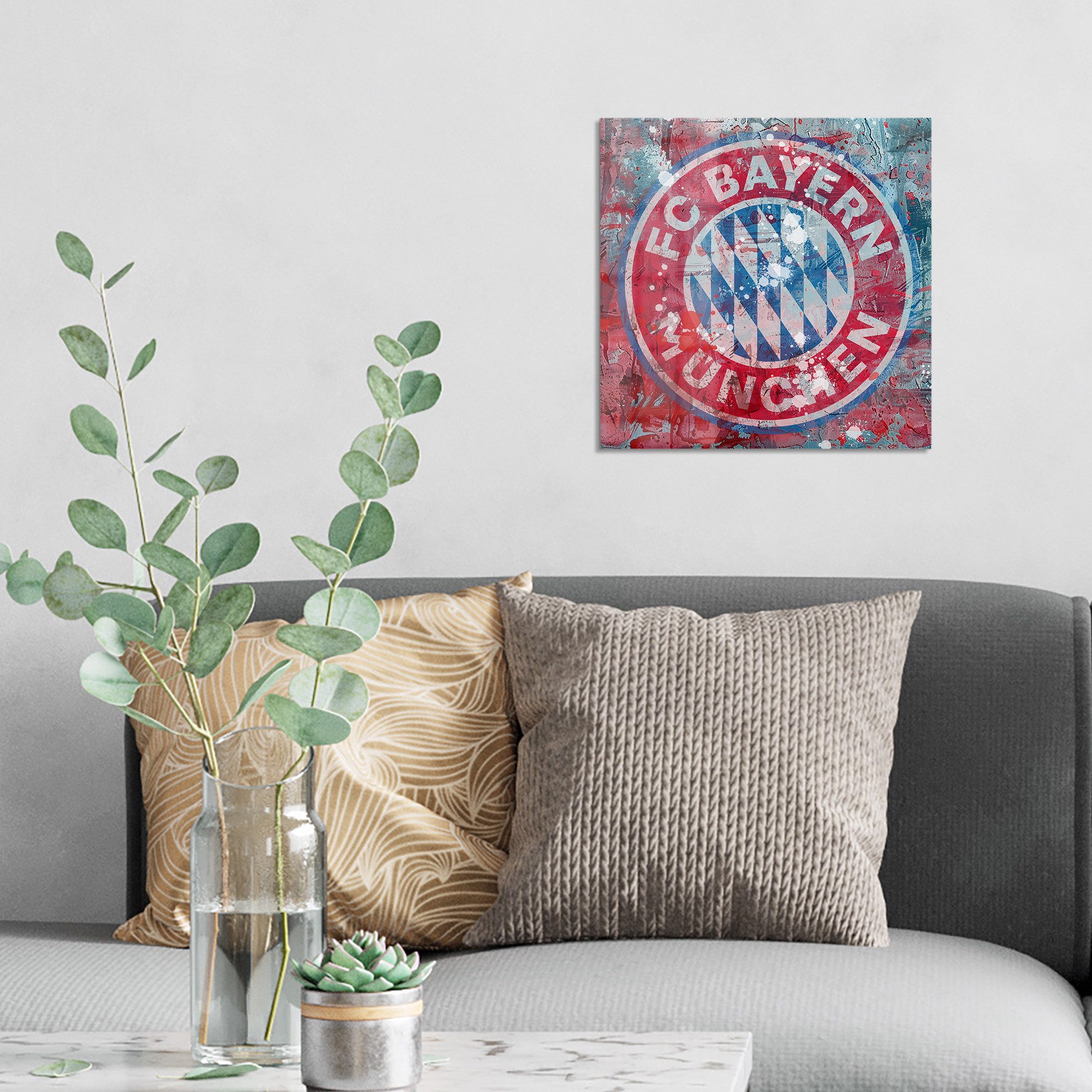 DEQORI Glasbild 'Wappen FC Bayern München', 'Wappen FC Bayern München', Glas Wandbild Bild schwebend modern