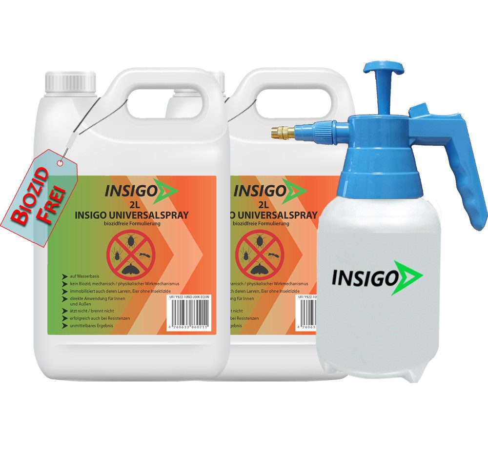 INSIGO Insektenspray Universalspray, Insektenspray, 4 l, biozidfreie Formel, auf Wasserbasis, geruchsarm, brennt / ätzt nicht
