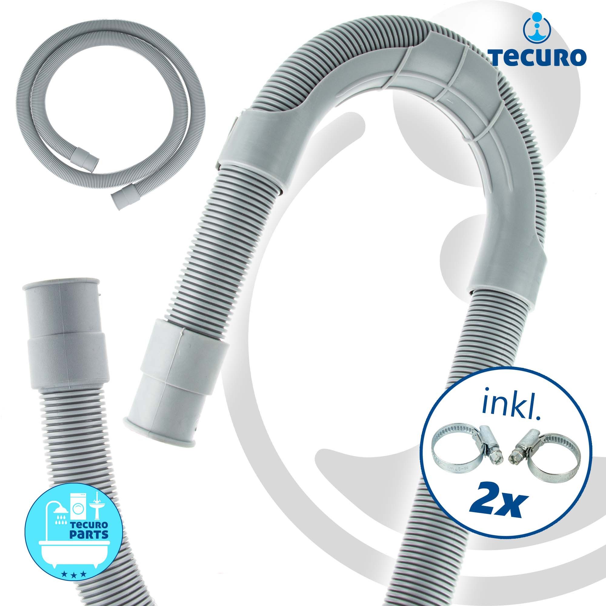 tecuro Schlauch Spiral Ablaufschlauch Ø 19/21 mm Waschmaschine Geschirrspüler