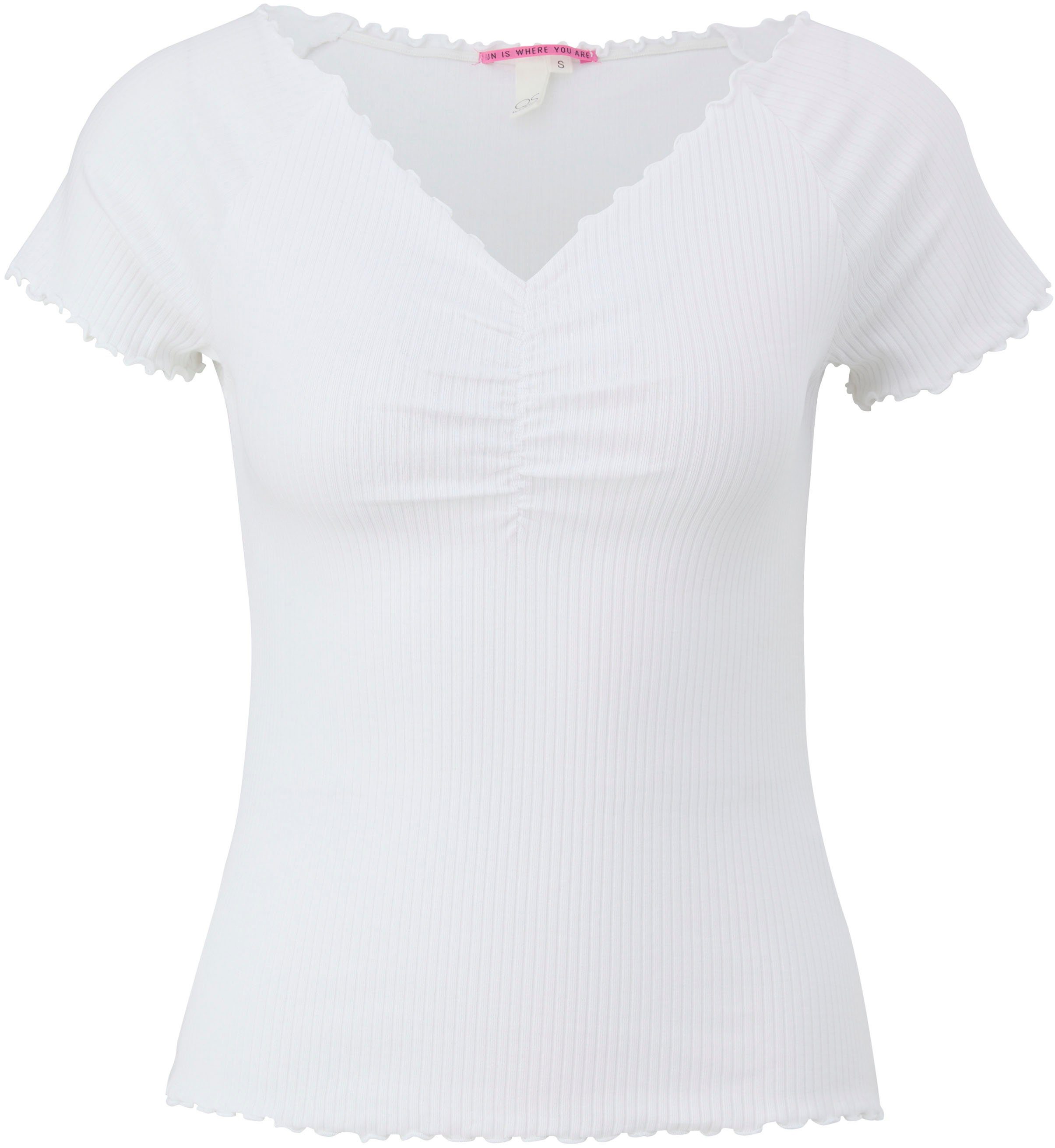 QS T-Shirt mit Bogenkante white