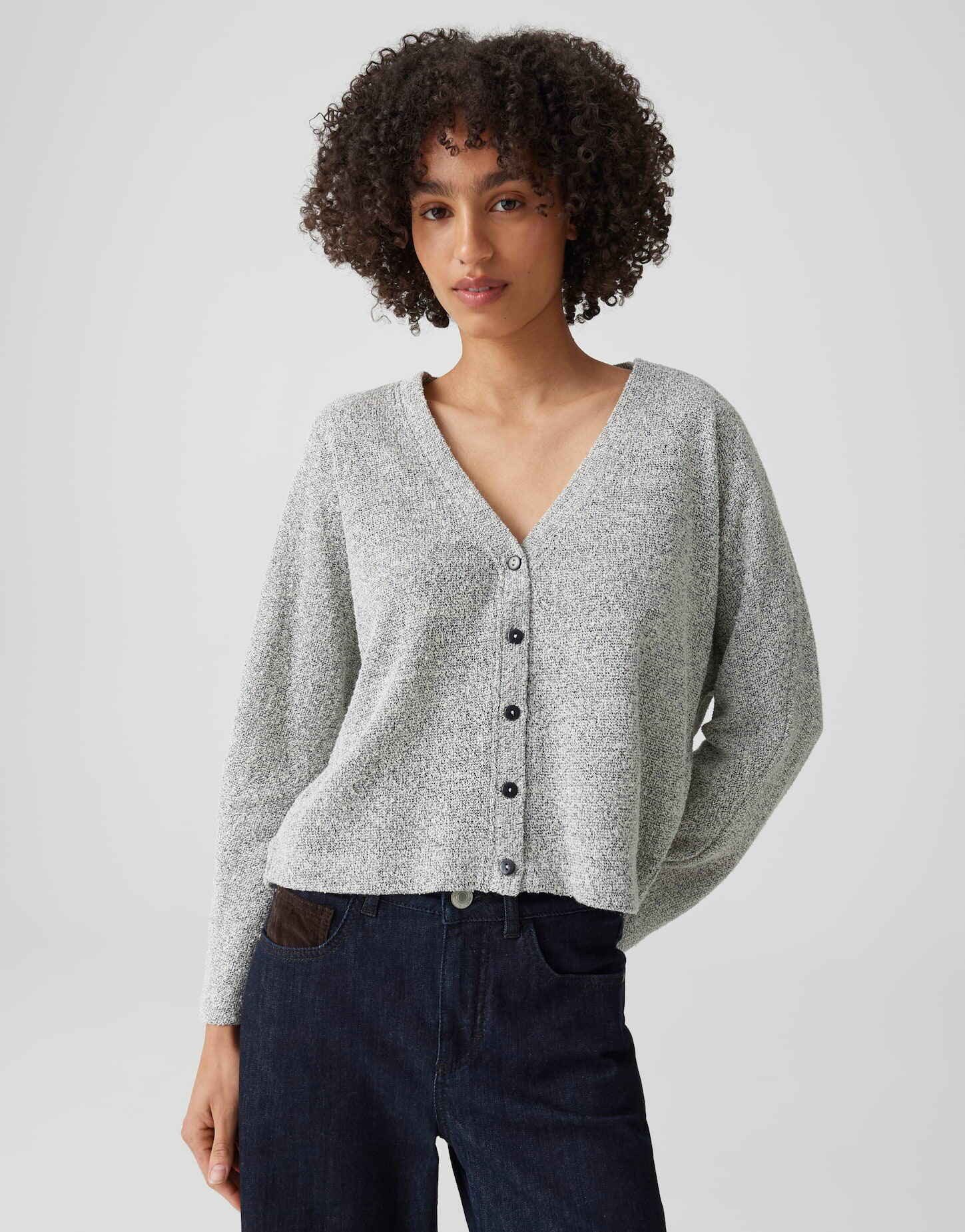 Opus 3/4-Arm-Shirt mit Mélange Effekt Softes Material für entspannte Everyday Styles