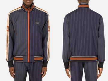 DOLCE & GABBANA Winterjacke DOLCE & GABBANA Wool Pinstripe Jacket Stripes Logo Plate Jacke Sport B