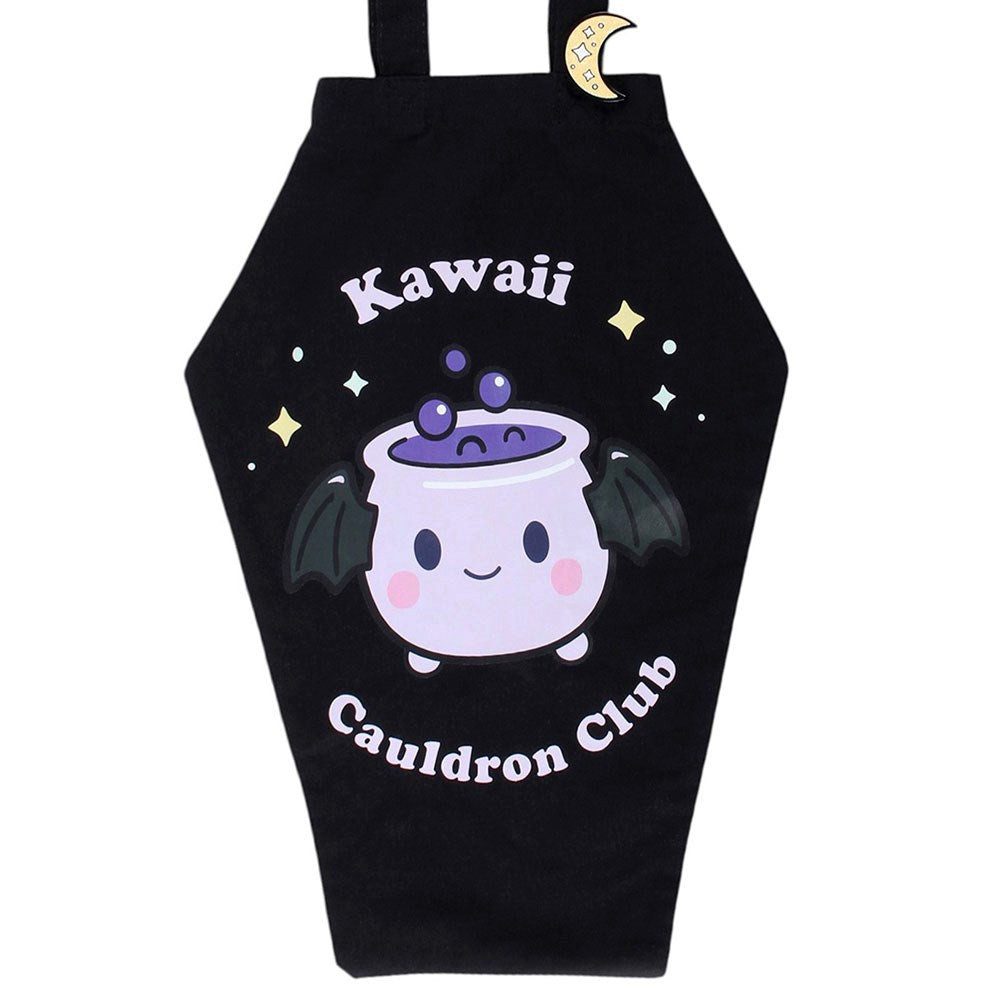 Something Different Schultertasche Kawaii süße Hexenkessel Fledermaus Sarg-Tasche schwarz Mond-Pin