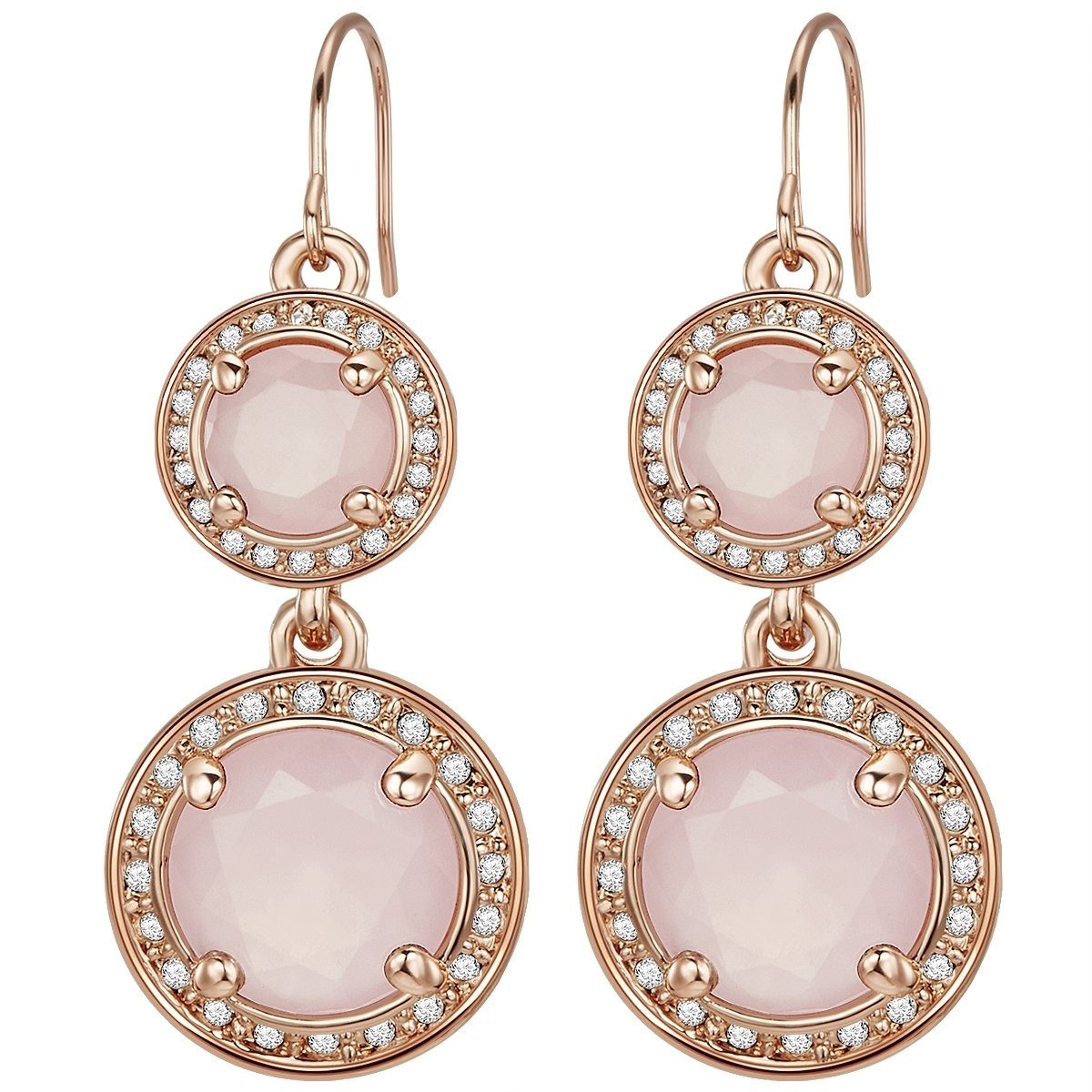 Lulu & Jane Paar Ohrhänger Ohrhänger roségold Glas weiß rosa | Ohrhänger