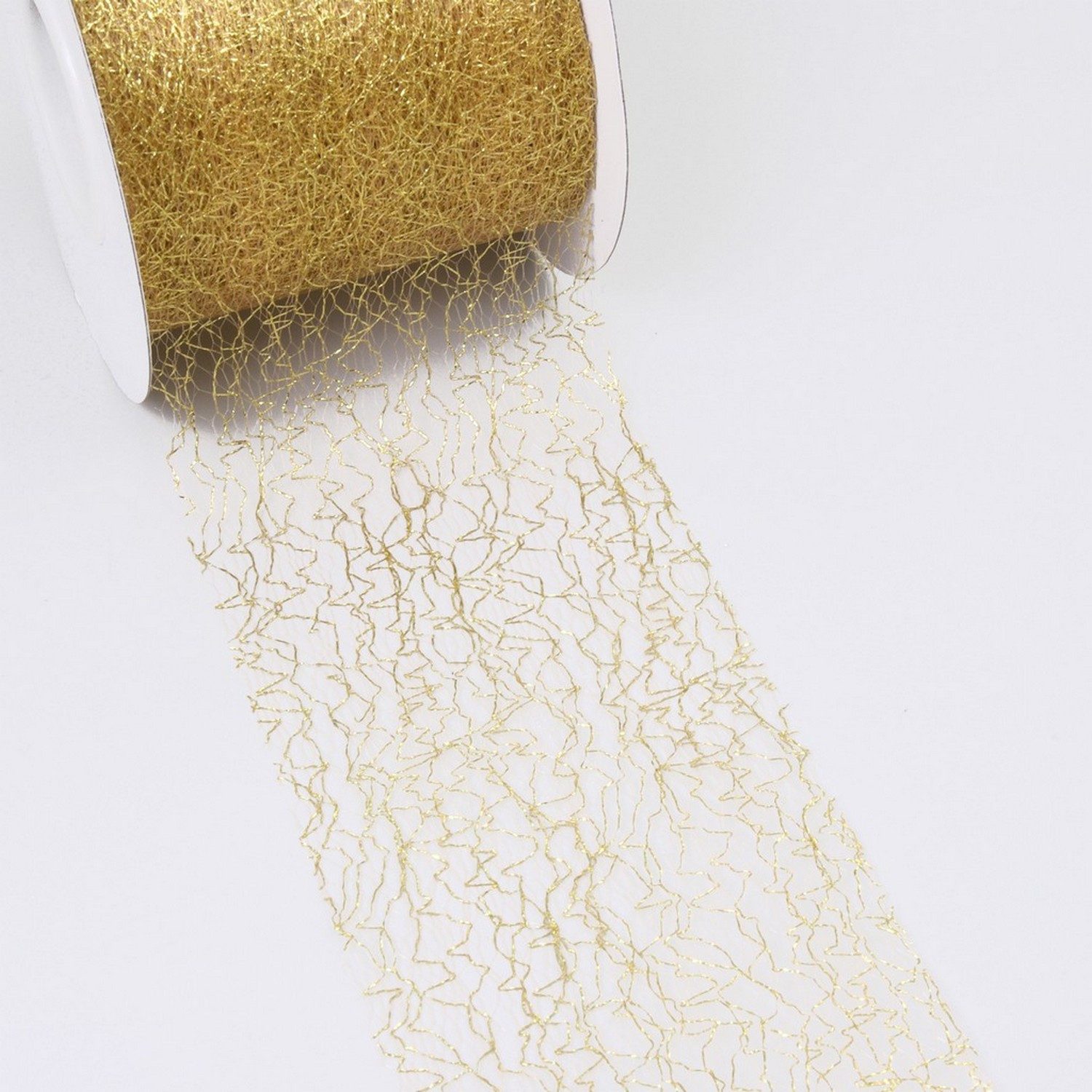 Deko AS Tischläufer Spiderweb Tischband - 8cm metallic gold - Rolle 25m - 67 003-R 80 (1-tlg, 1 Rolle Tischläufer), Strapazierfähig