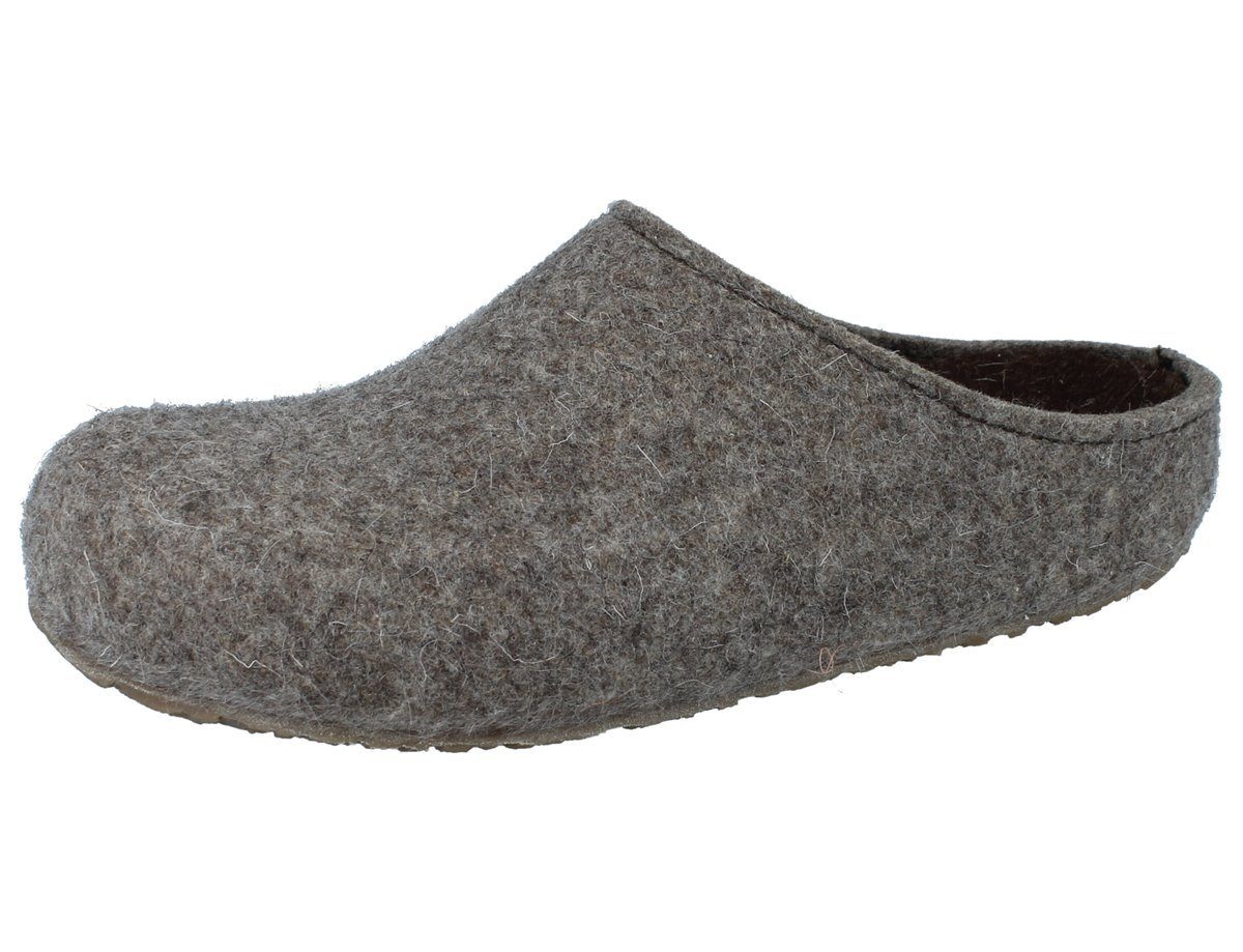 HAFLINGER Grizzly Michl Herren Hausschuhe grau braun Wollfilz - Hausschuh