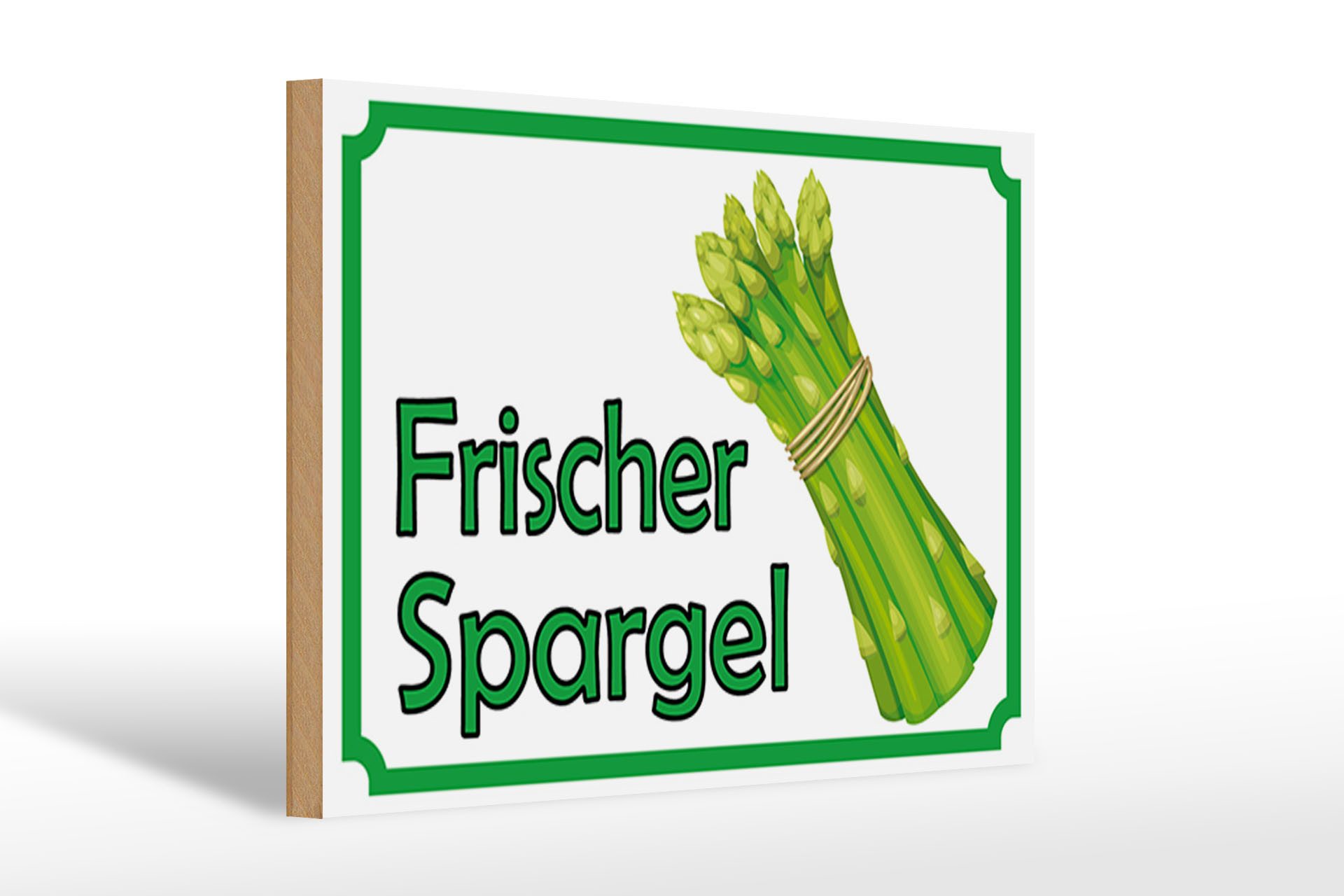 Holzbild Hinweis 30x20cm frischer Spargel Restaurant