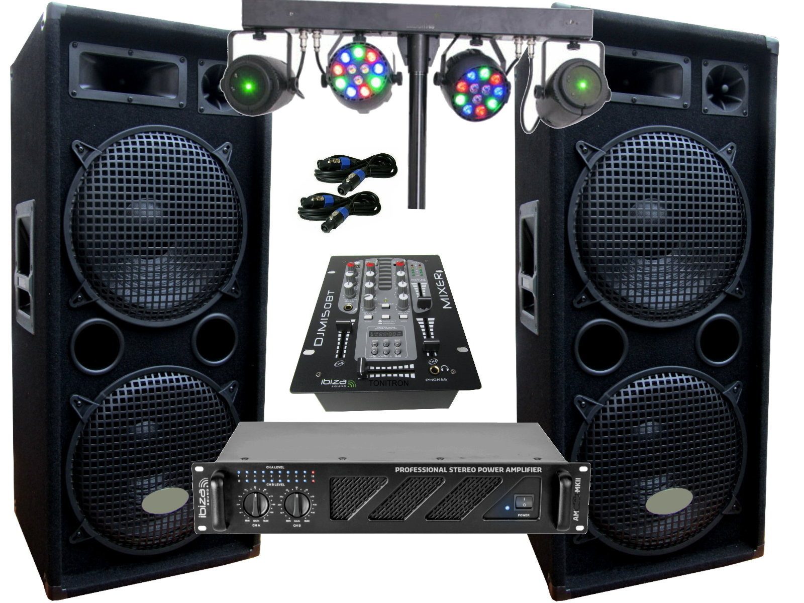 PA Party DJ Disco Set Lautsprecher Mixer Bluetooth Verstärker Lichtset Party-Lautsprecher
