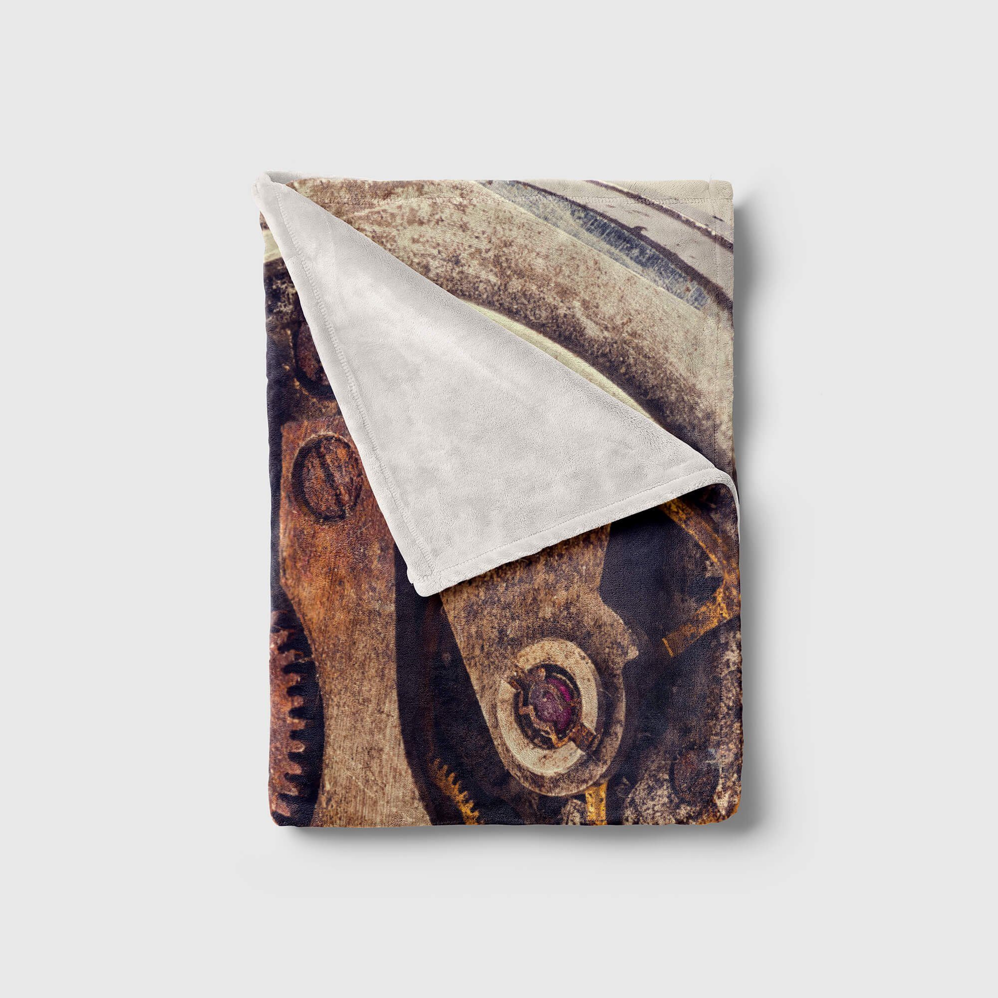 Sinus Art Handtücher Handtuch Strandhandtuch Fotomotiv mit altes Kuscheldecke Saunatuch Uhrwerk (1-St), Zahn, Baumwolle-Polyester-Mix Handtuch