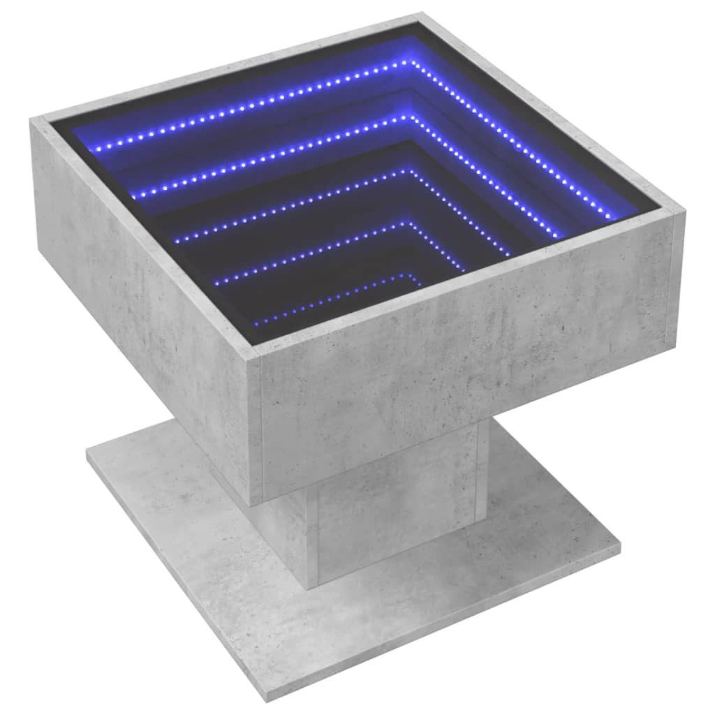 Couchtisch LED-Couchtisch Betongrau 50x50x45 cm Holzwerkstoff