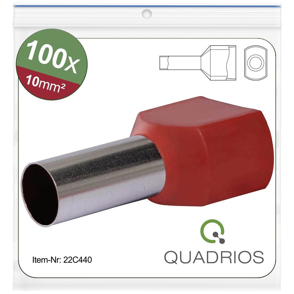 Quadrios Quadrios mm² 22C440 Teilisoliert Rot Set, 10 1 Zwillings-Aderendhülse 22C440 Aderendhülsen