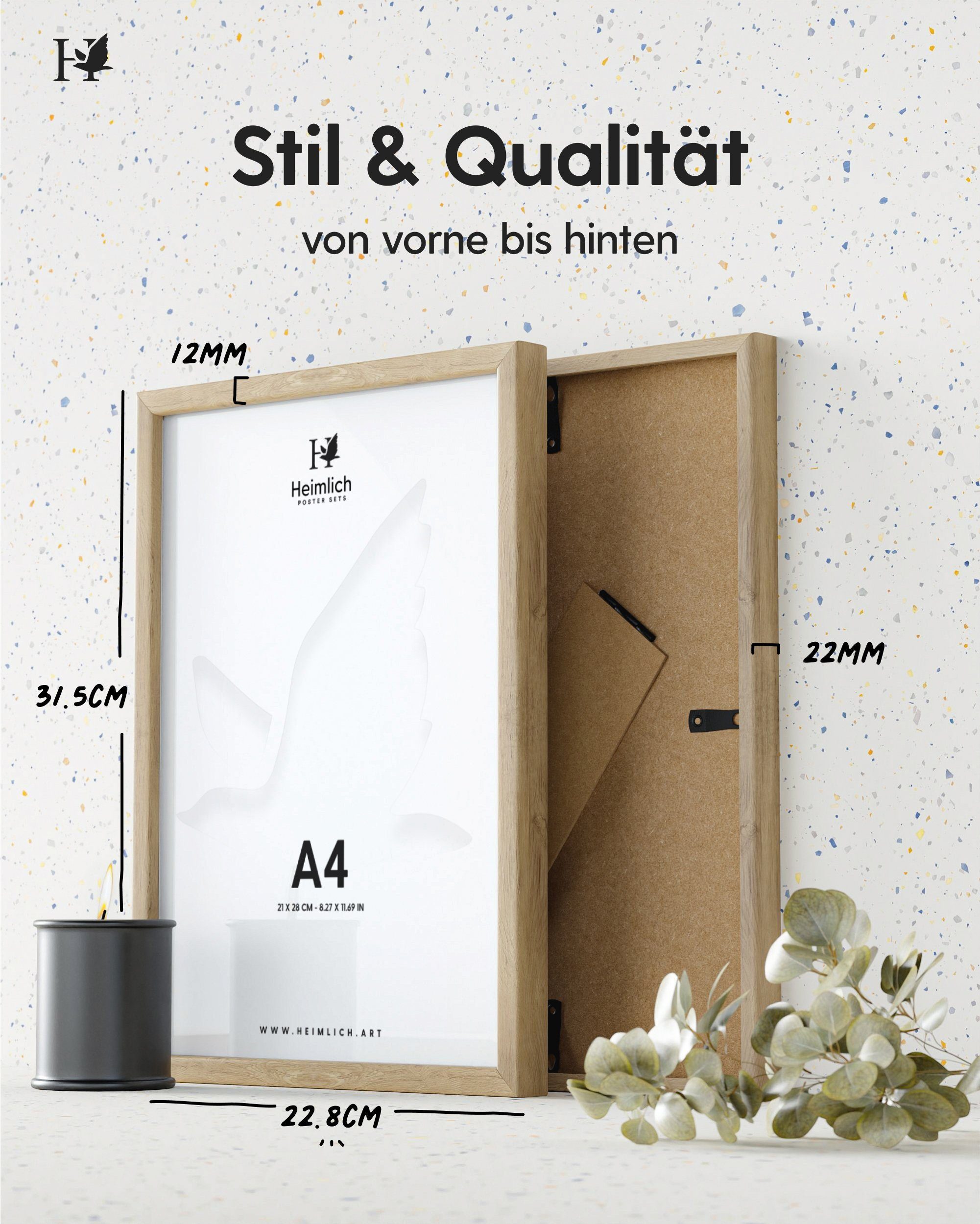 Heimlich Bilderrahmen Holz Eiche, Schwarz, Weiß günstig online kaufen