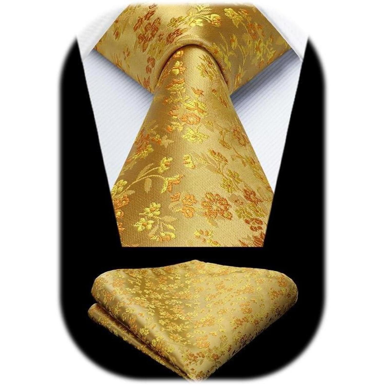 LuxusKollektion Krawatte Krawatte Einstecktuch Herren Seide Hochzeit G22-gold Einheitsgröße
