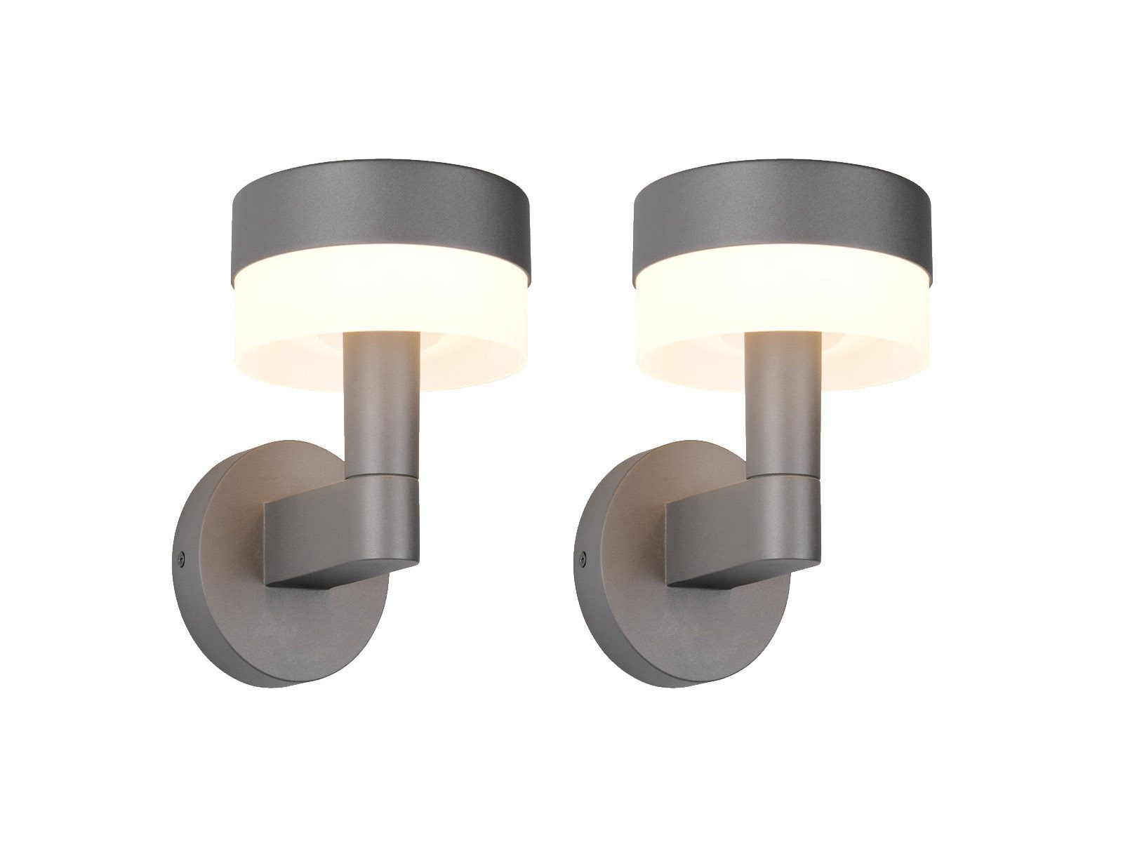 TRIO Leuchten LED Außen-Wandleuchte, LED fest integriert, warmweiß, 2er Set Fassadenbeleuchtung Haustür aus Aluminium Anthrazit, Höhe 22cm
